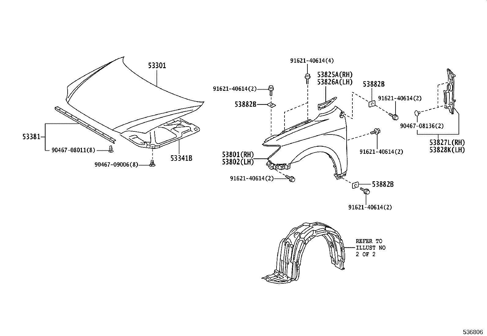 53827-21030 PROTECTOR, FRONT FENDER SIDE PANEL, RH product image