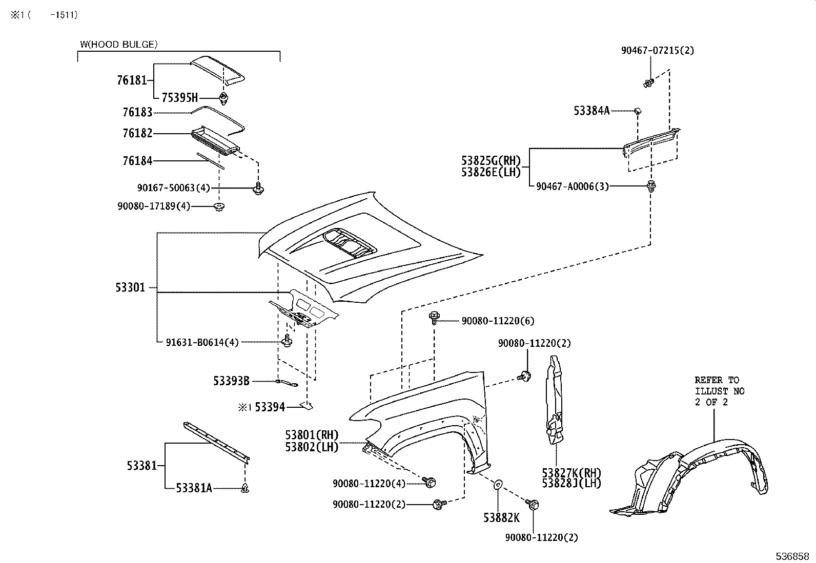 53806-04020 LINER, FRONT FENDER, LH product image