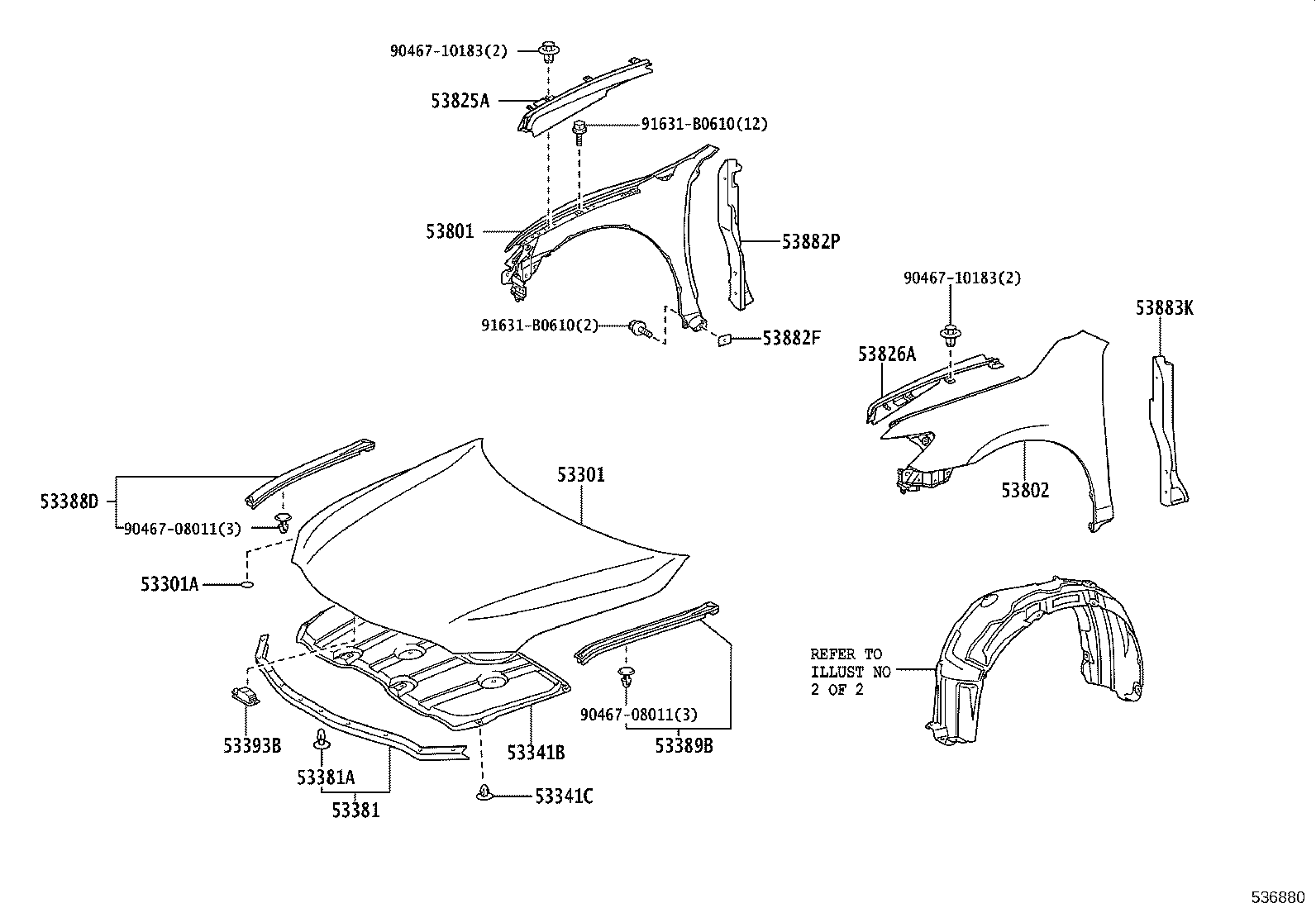 53801-33160 FENDER SUB-ASSY, FRONT RH product image