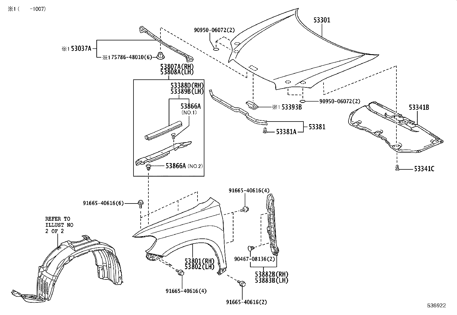 53801-48030 FENDER SUB-ASSY, FRONT RH product image
