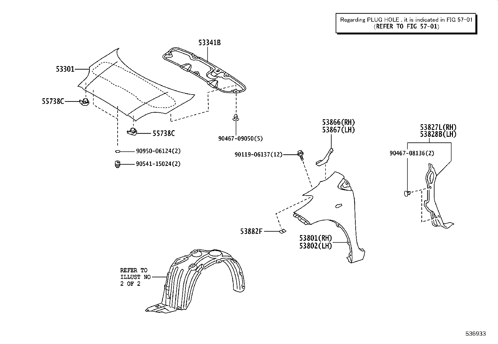 53875-0D120 LINER, FRONT FENDER, RH product image