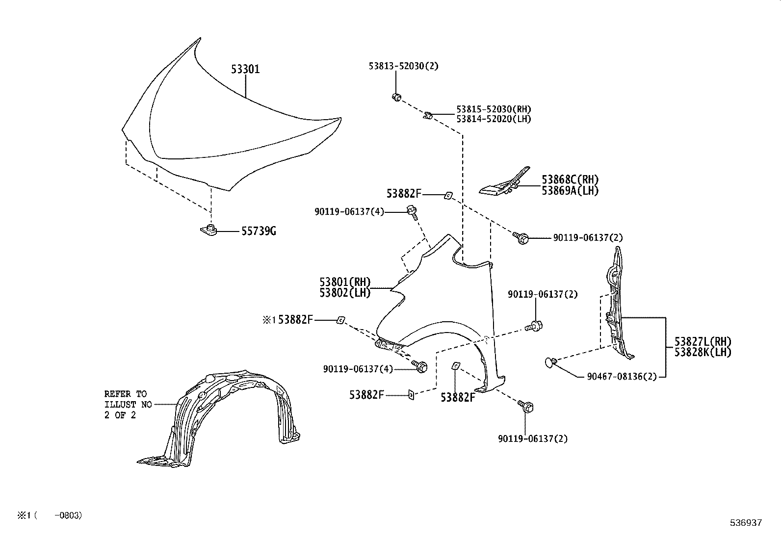 53812-52250 FENDER SUB-ASSY, FRONT LH product image