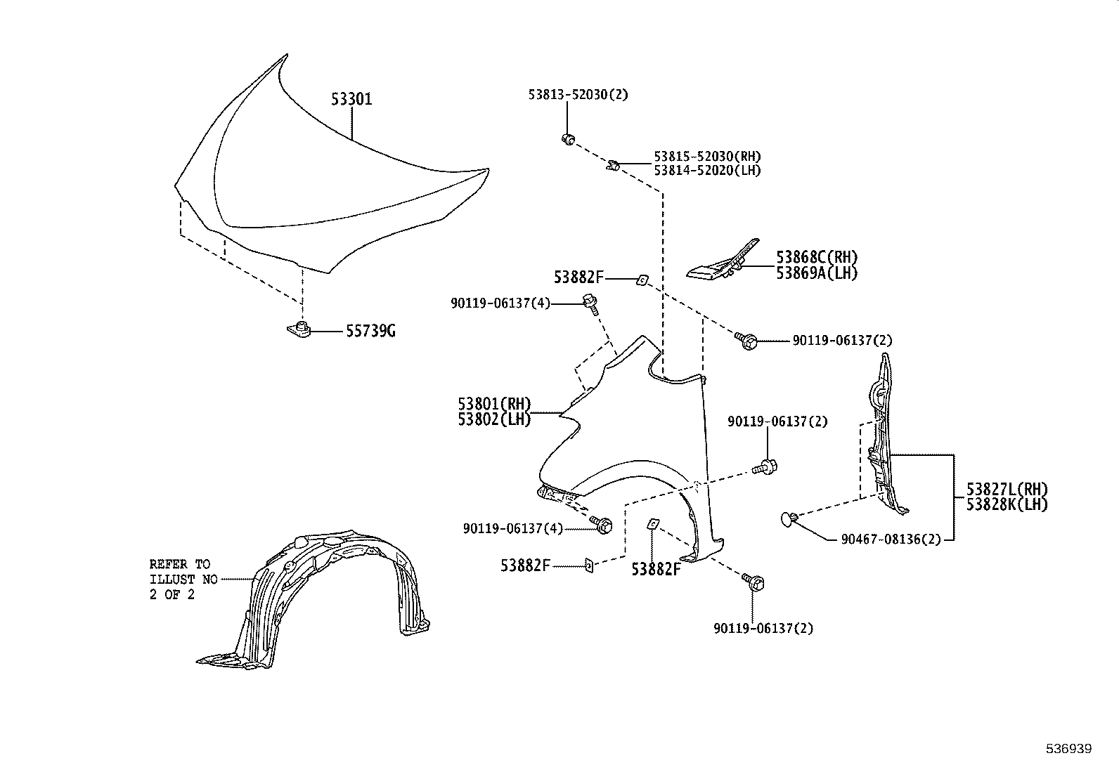 53812-52220 FENDER SUB-ASSY, FRONT LH product image