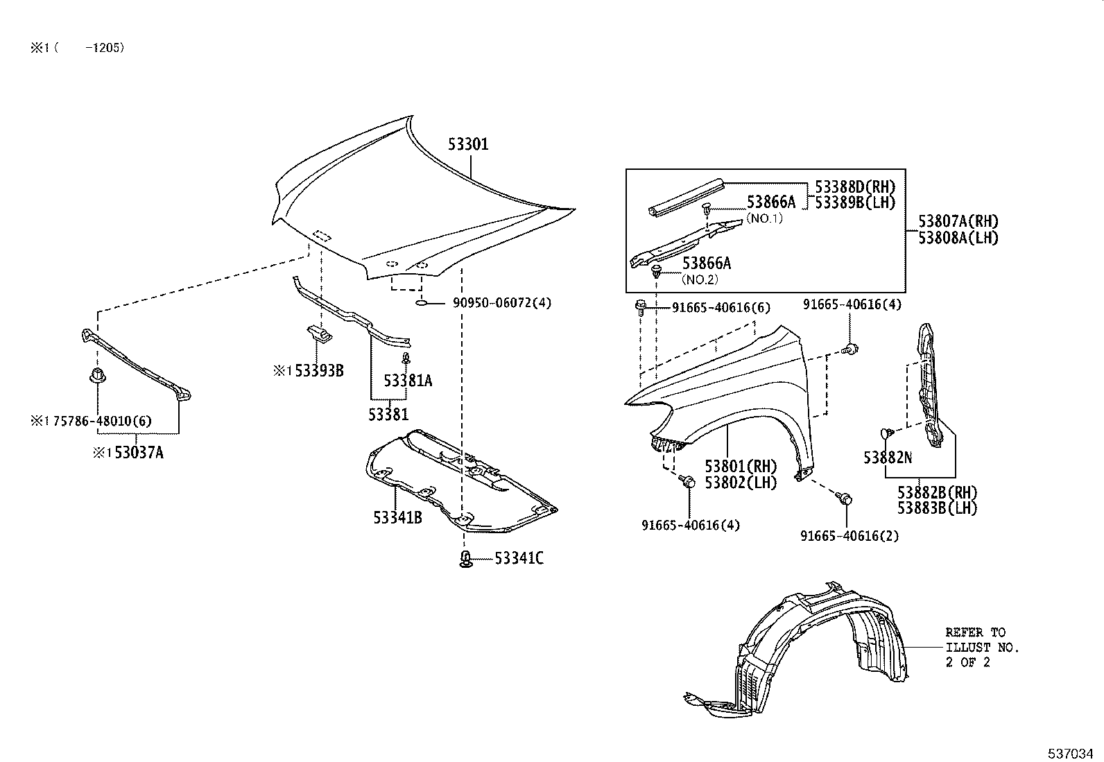 53801-0E090 FENDER SUB-ASSY, FRONT RH product image