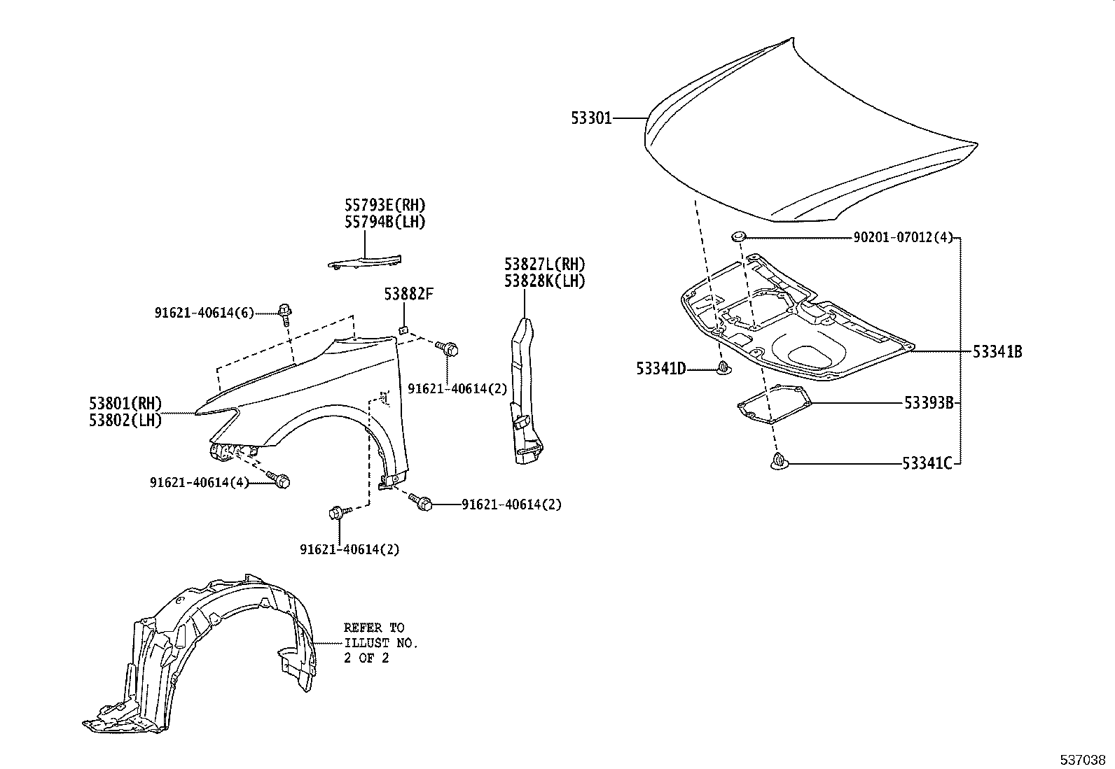 53801-21140 FENDER SUB-ASSY, FRONT RH product image