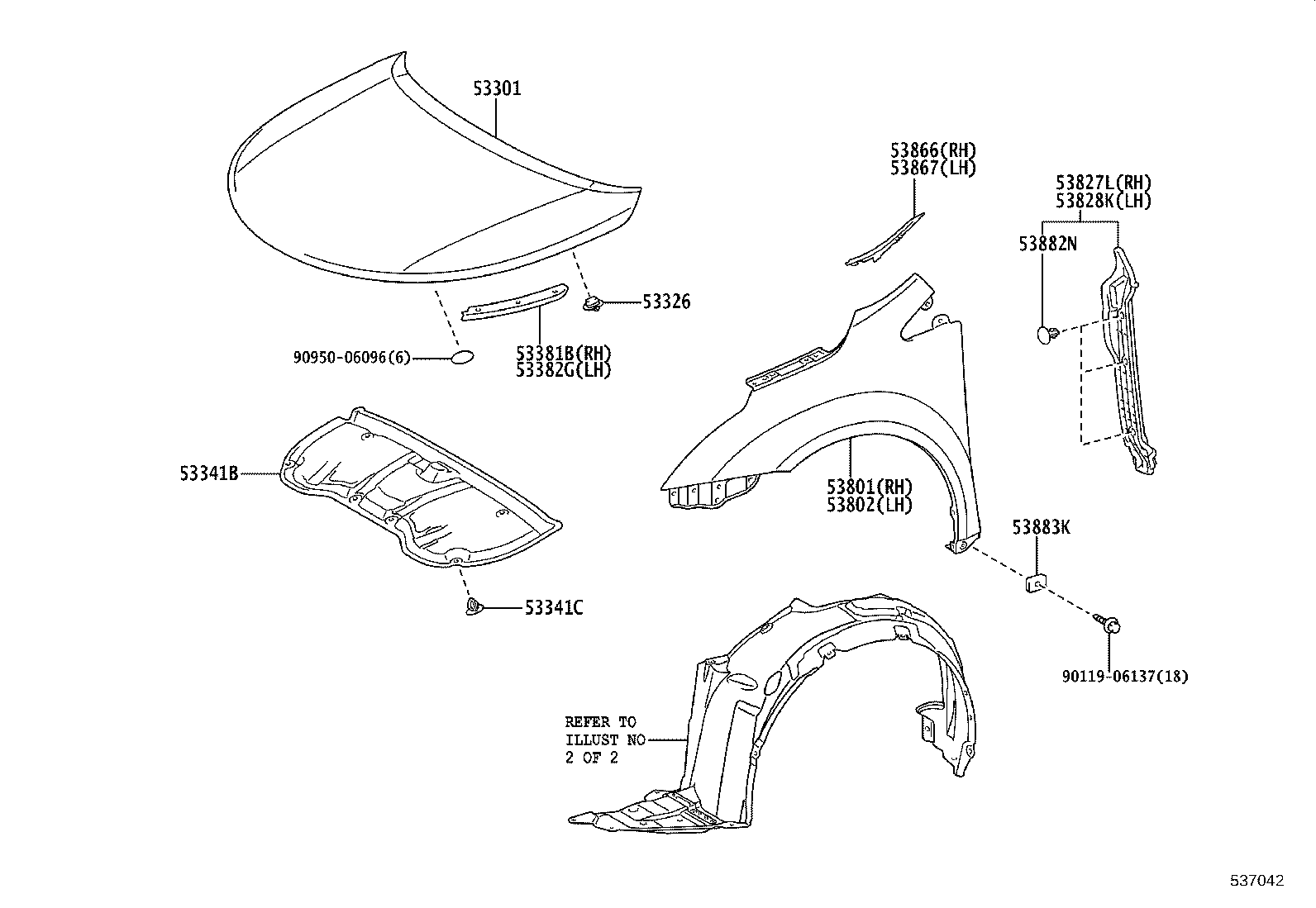 53806-05012 LINER, FRONT FENDER, LH product image