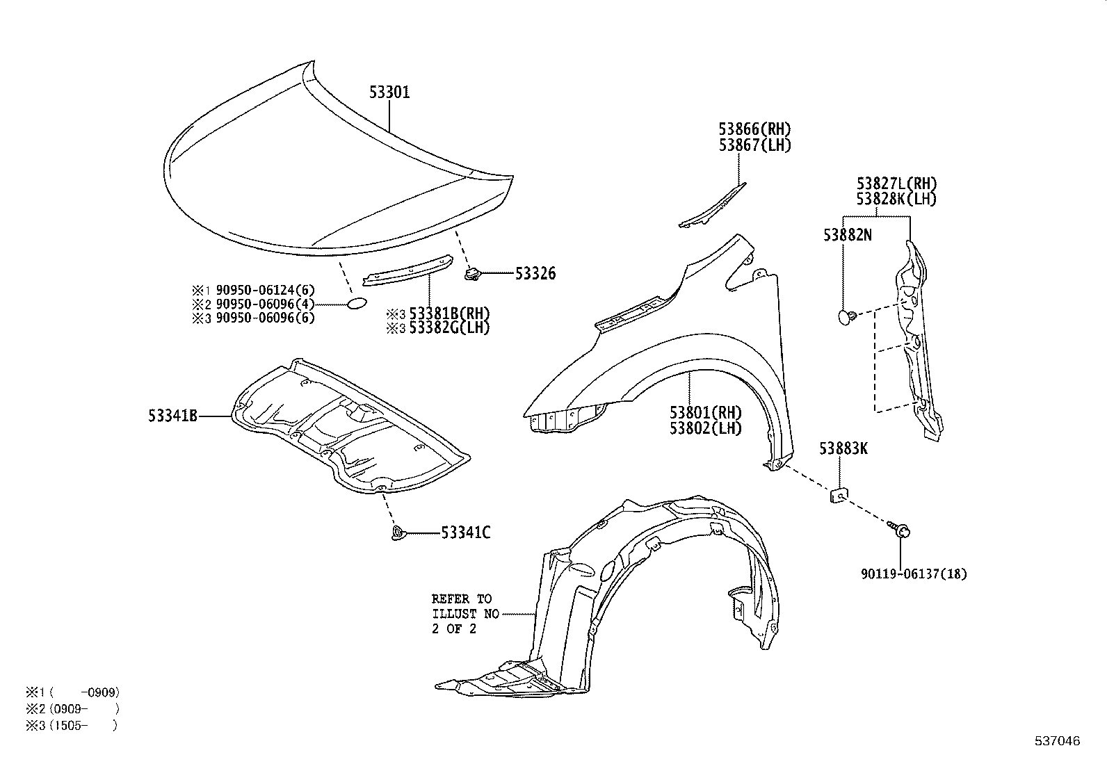 53806-05012 LINER, FRONT FENDER, LH product image