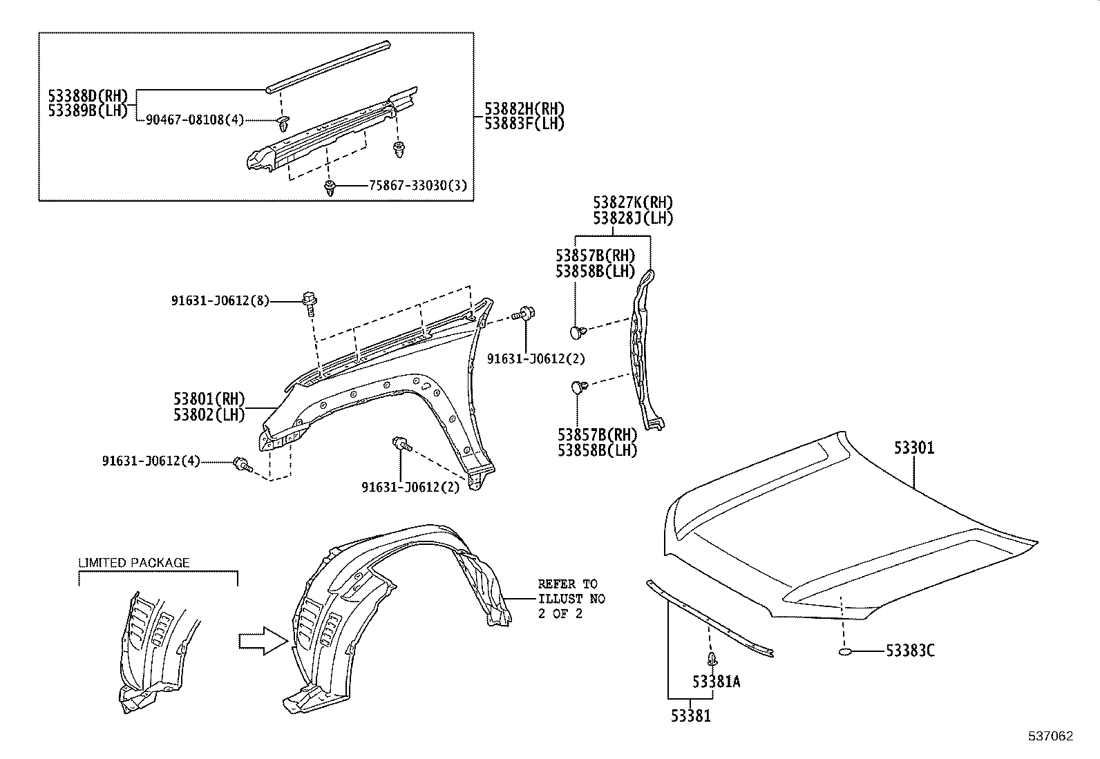 53812-35510 FENDER SUB-ASSY, FRONT LH product image