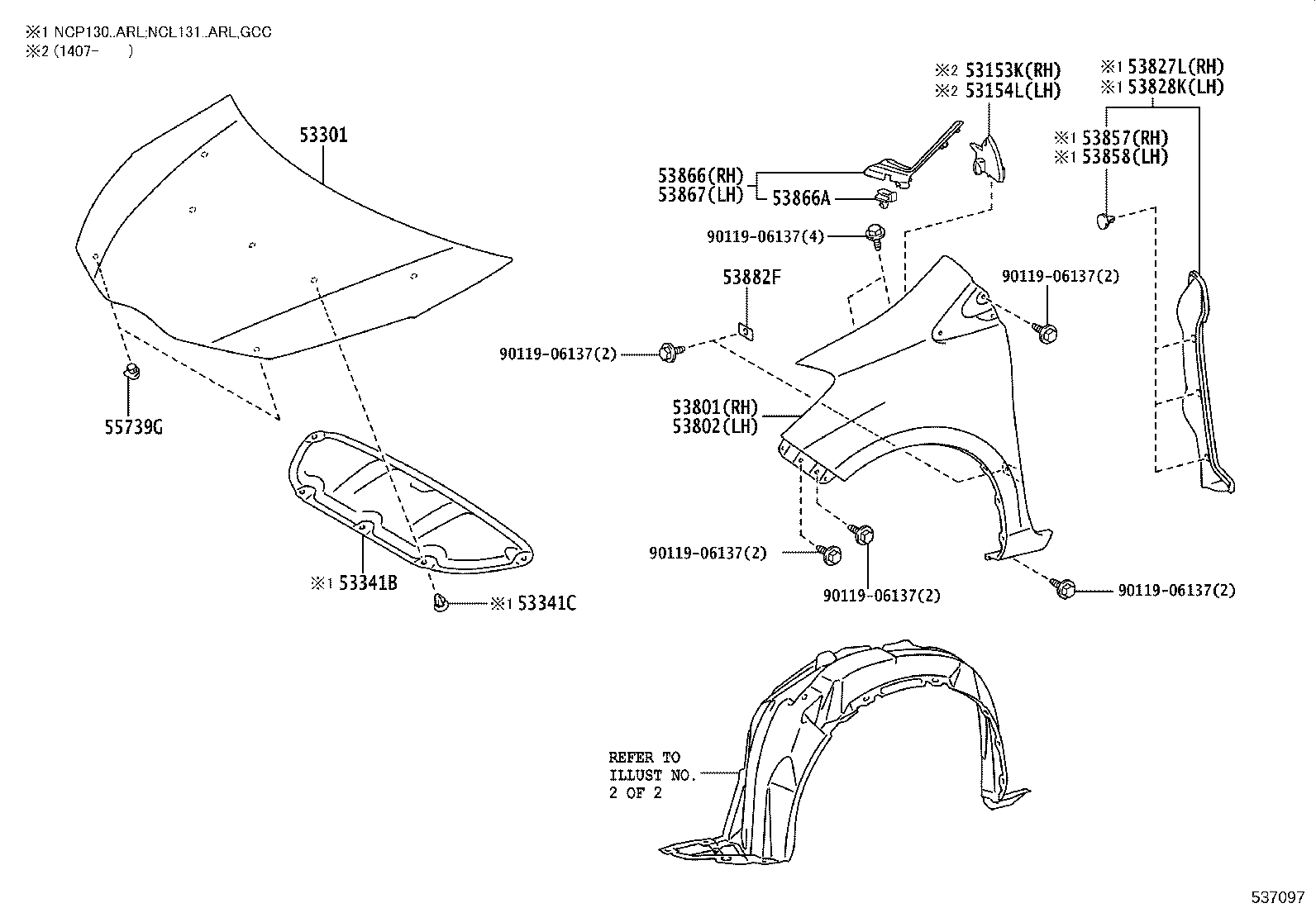 53811-52370 FENDER SUB-ASSY, FRONT RH product image