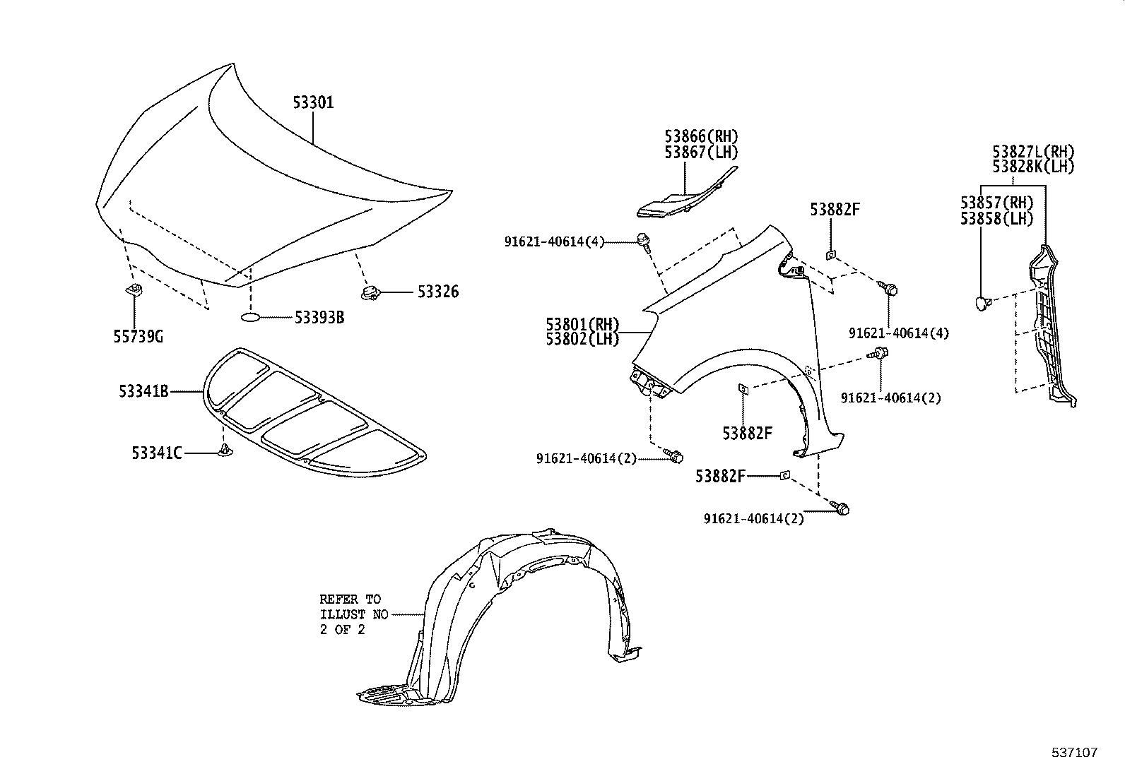 53812-52520 FENDER SUB-ASSY, FRONT LH product image