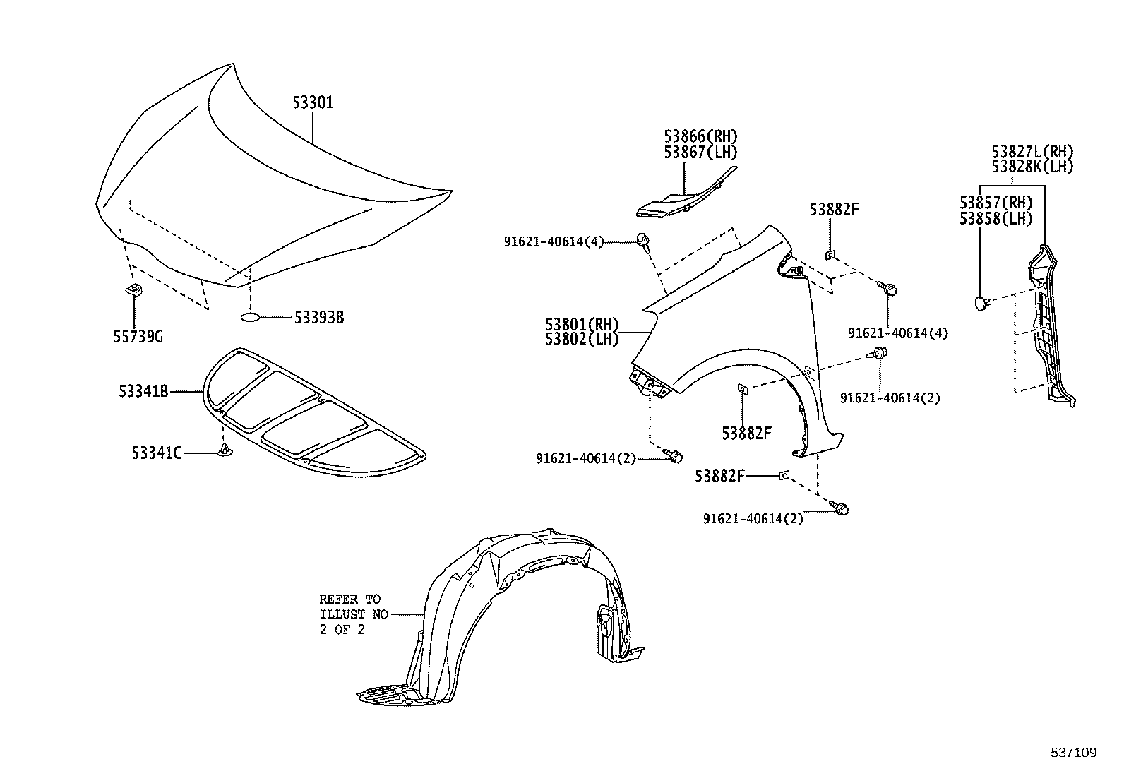 53812-52520 FENDER SUB-ASSY, FRONT LH product image