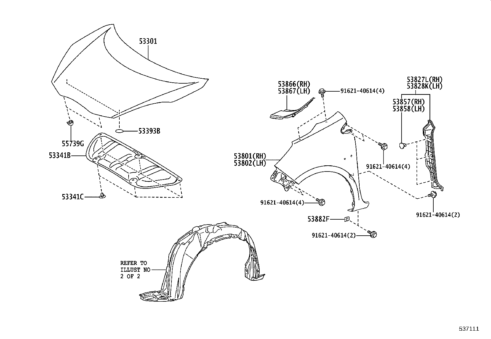 53812-52520 FENDER SUB-ASSY, FRONT LH product image