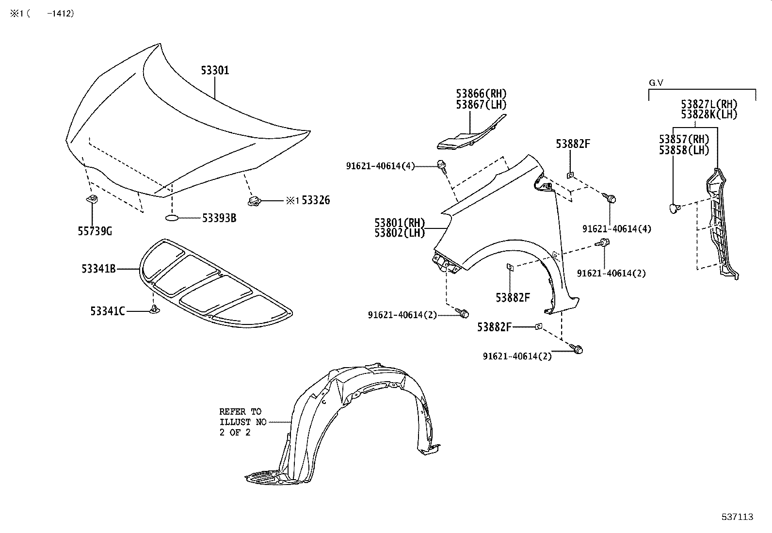 53801-52191 FENDER SUB-ASSY, FRONT RH product image