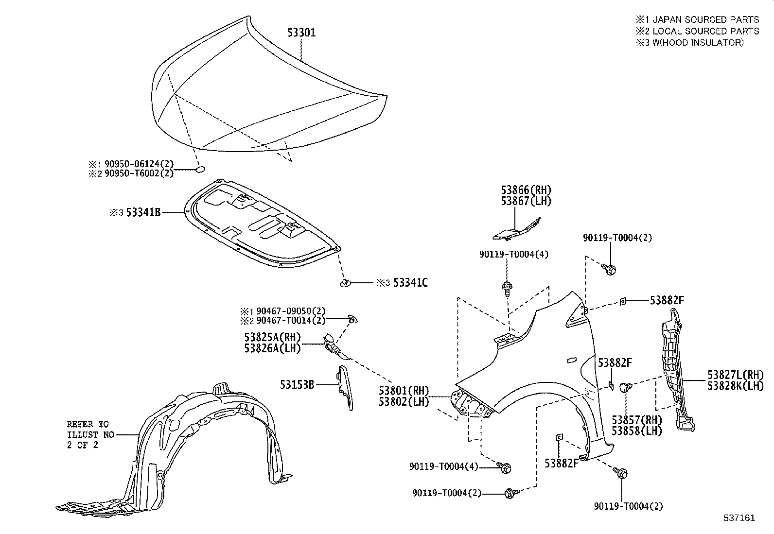 53801-0D040 FENDER SUB-ASSY, FRONT RH product image