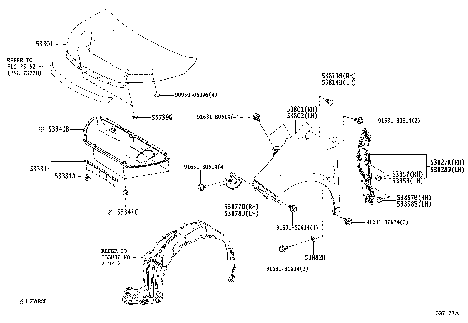53812-28260 FENDER SUB-ASSY, FRONT LH product image