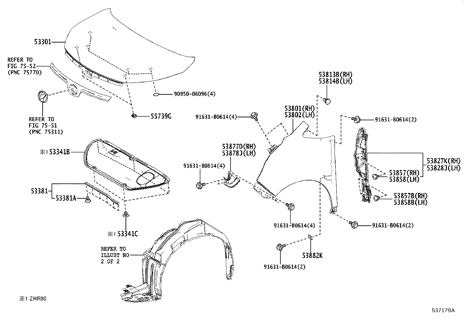 53812-28260 FENDER SUB-ASSY, FRONT LH product image