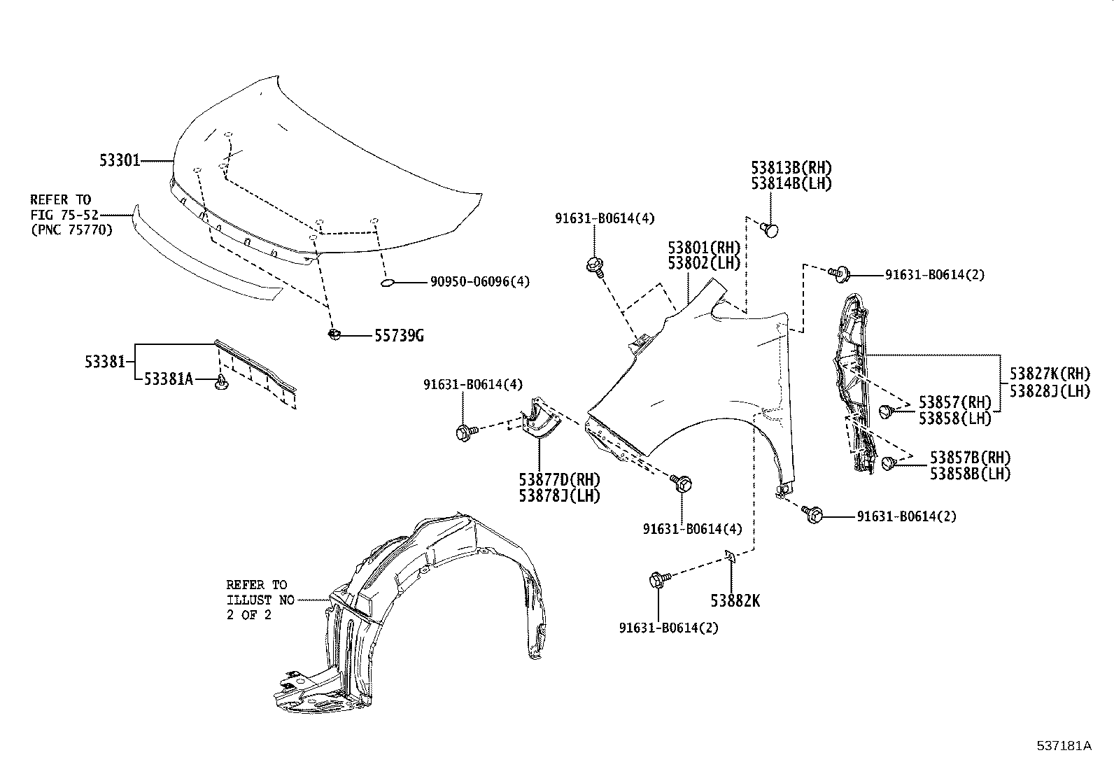 53811-28180 FENDER SUB-ASSY, FRONT RH product image