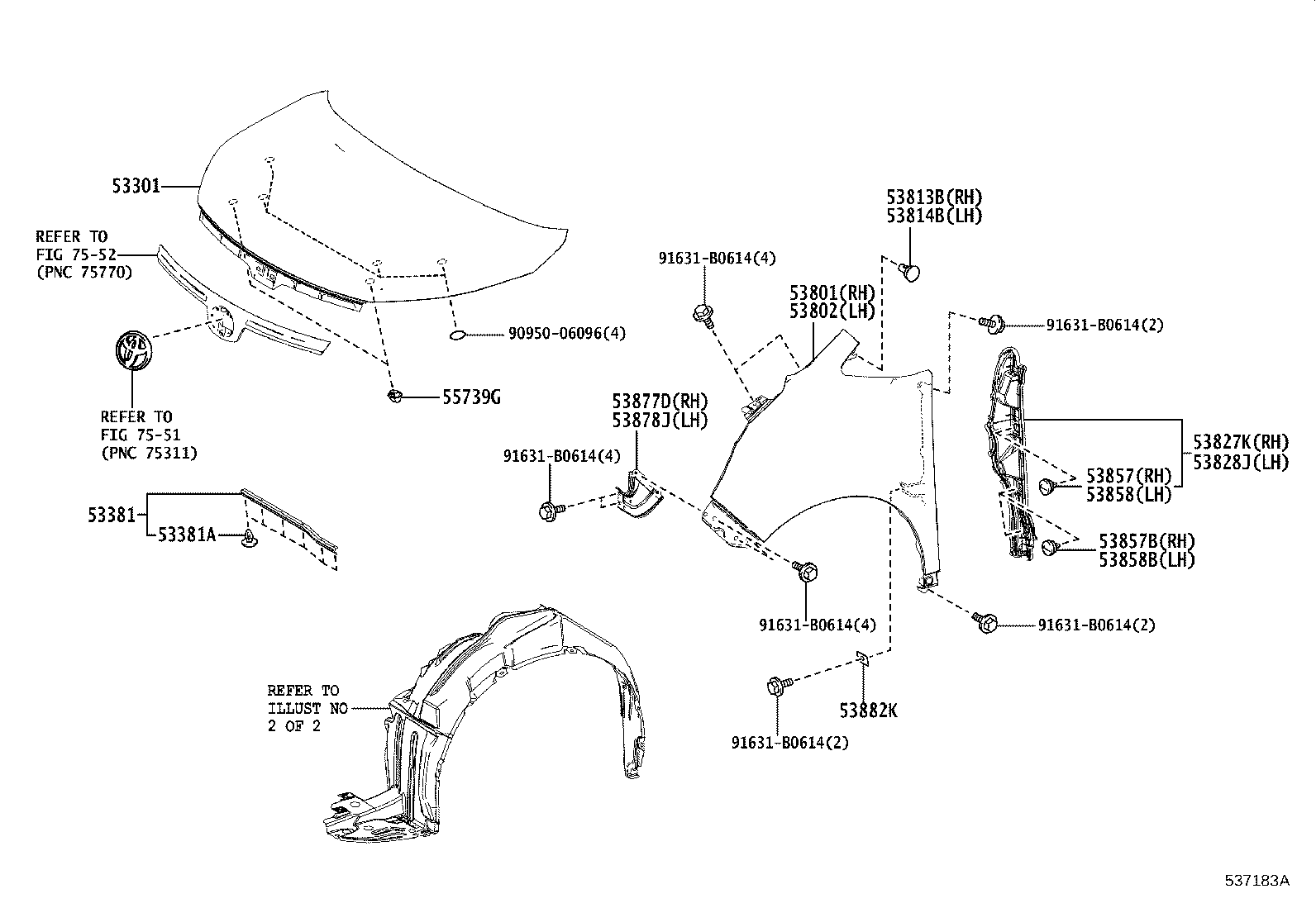 53811-28180 FENDER SUB-ASSY, FRONT RH product image