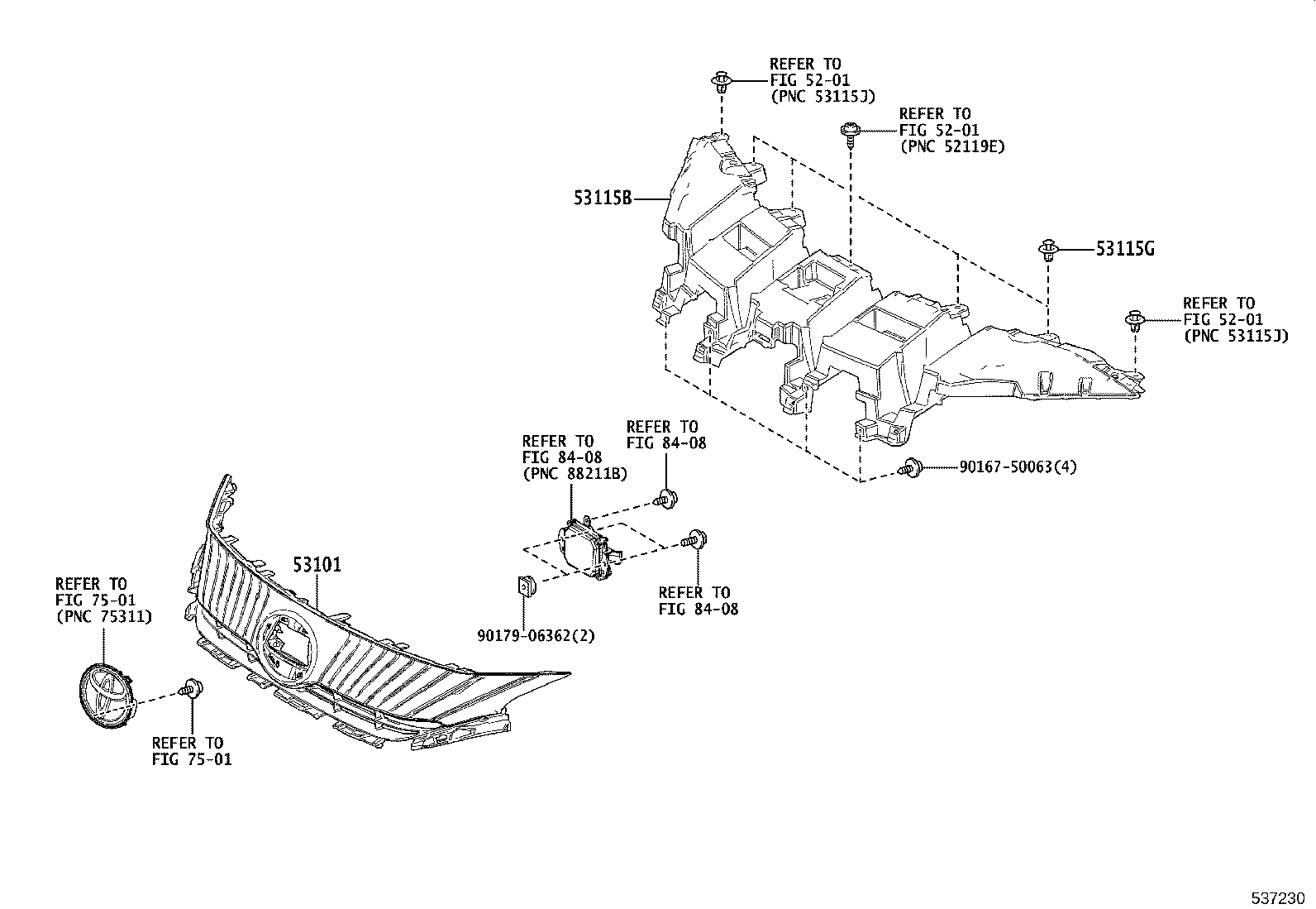 53115-48080 BRACKET, RADIATOR GRILLE product image