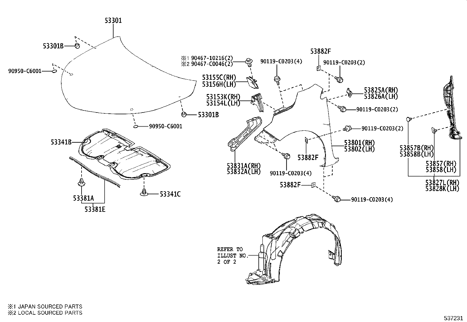 53812-02420 FENDER SUB-ASSY, FRONT LH product image