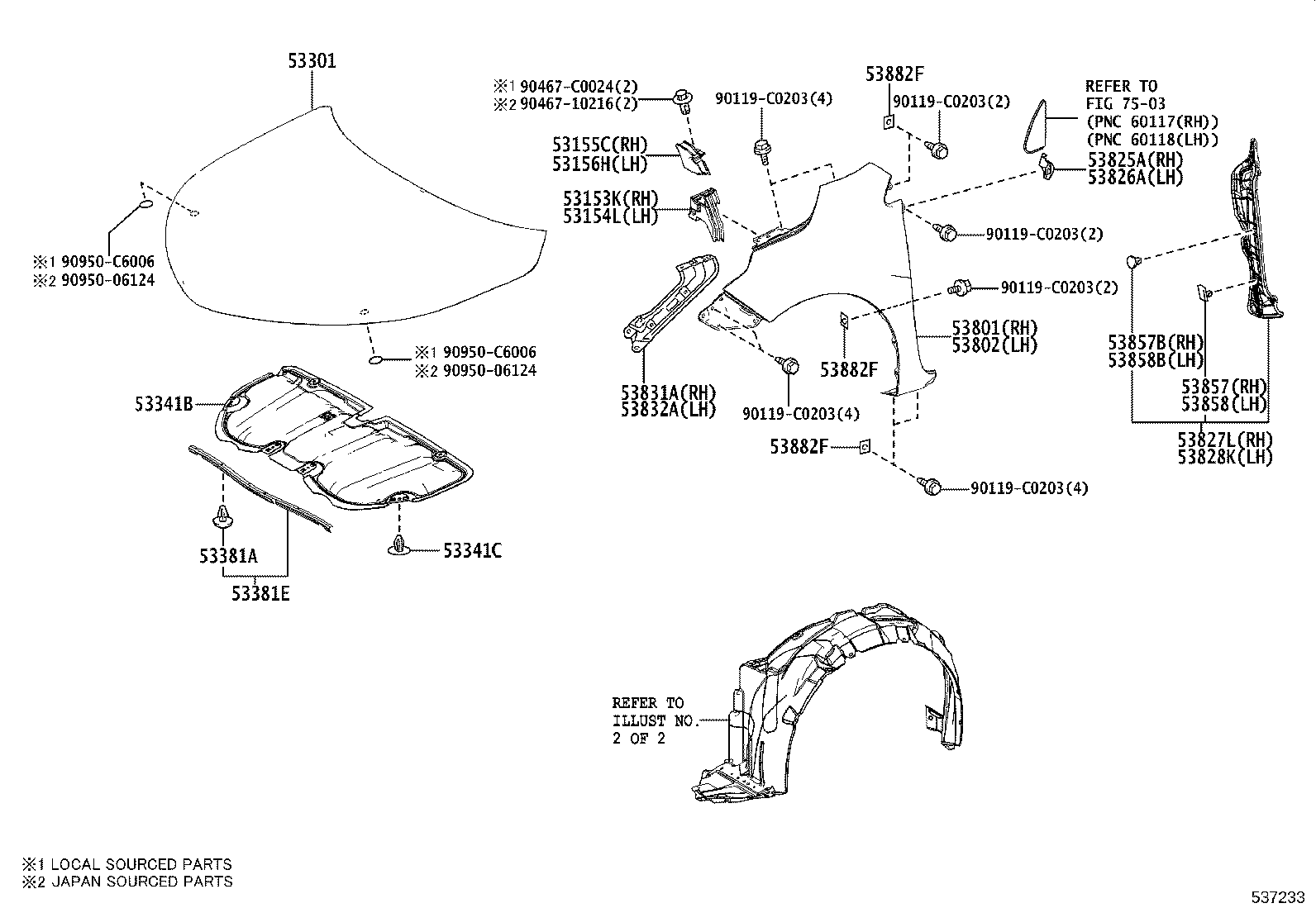 53827-02150 PROTECTOR, FRONT FENDER SIDE PANEL, RH product image