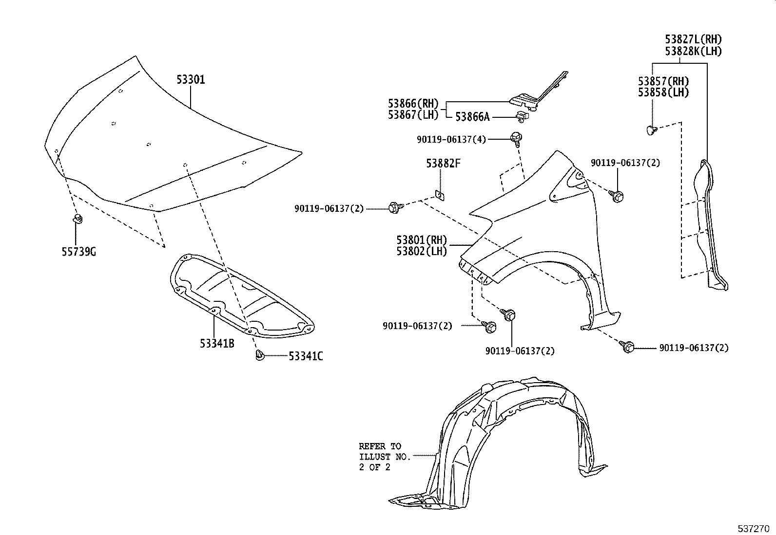 53802-52120 FENDER SUB-ASSY, FRONT LH product image