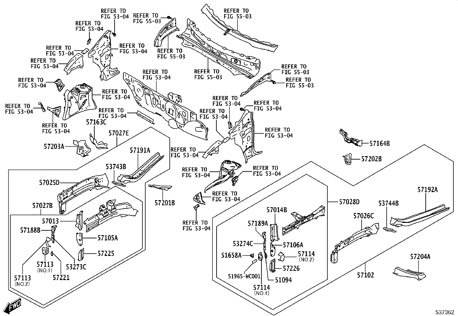 57016-WC002 MEMBER SUB-ASSY, FRONT SIDE, INNER RH product image