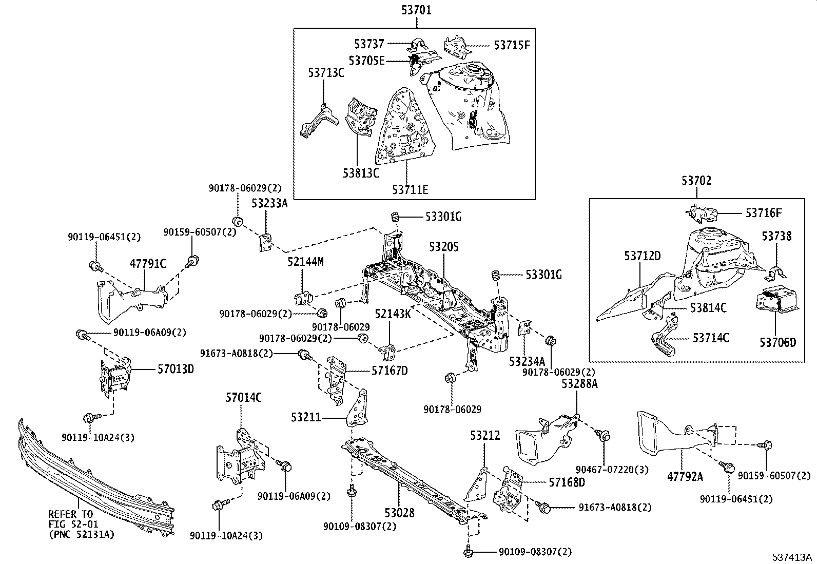 Toyota 53705-K0010 MEMBER SUB-ASSY, FRONT APRON TO COWL SIDE, RH