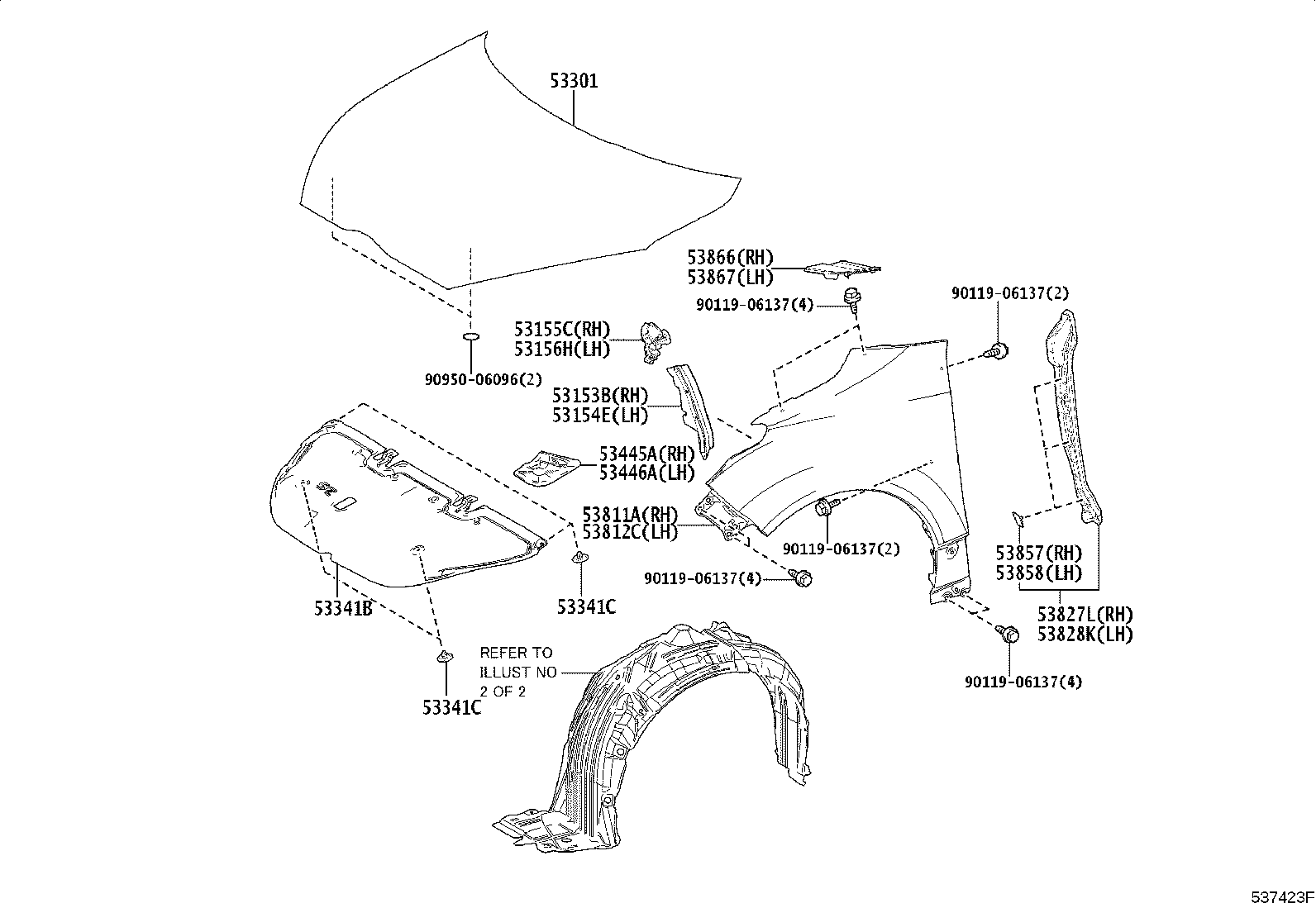 Toyota 53827-52210 PROTECTOR, FRONT FENDER SIDE PANEL, RH