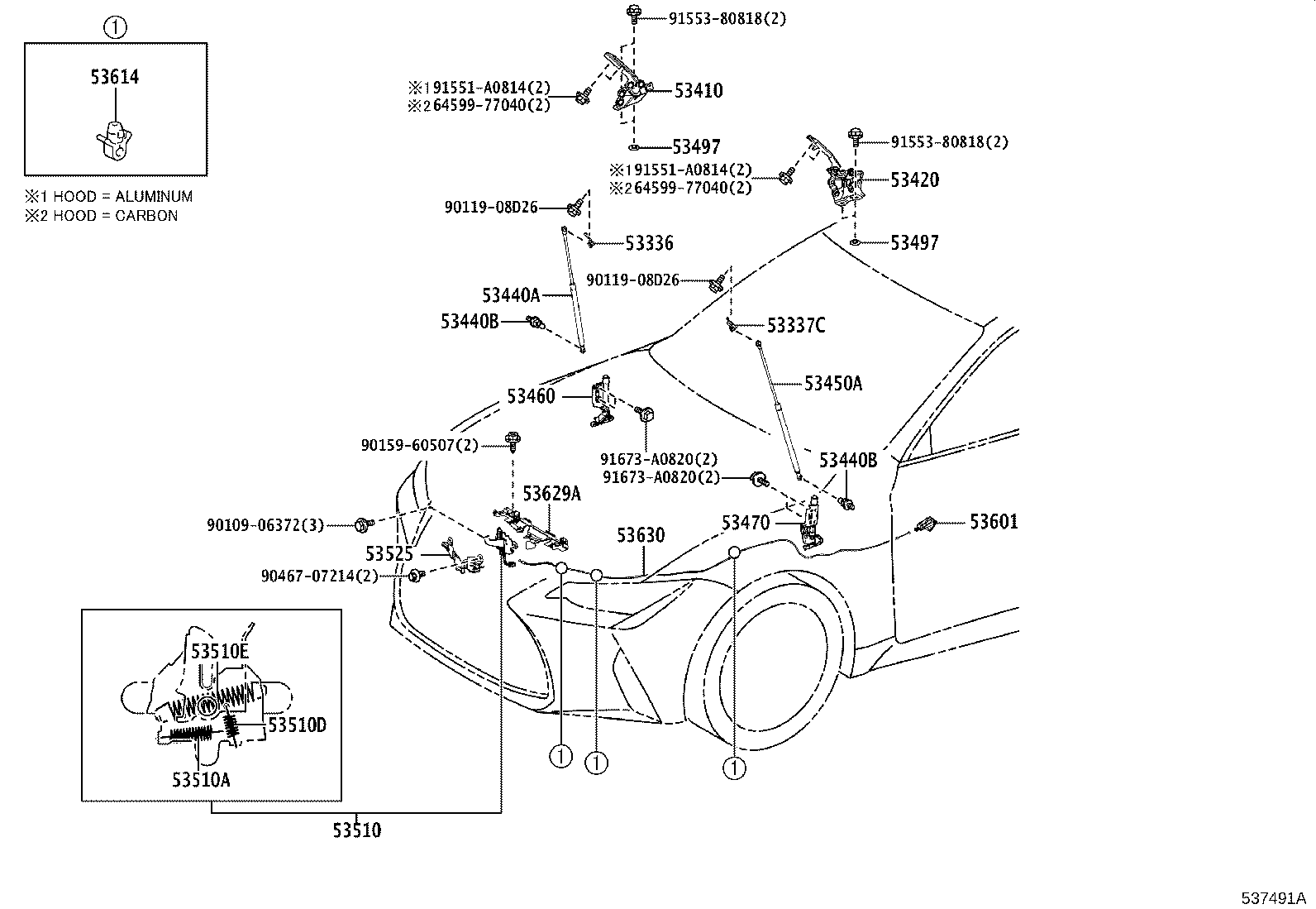 53630-53100 CABLE ASSY, HOOD LOCK CONTROL product image