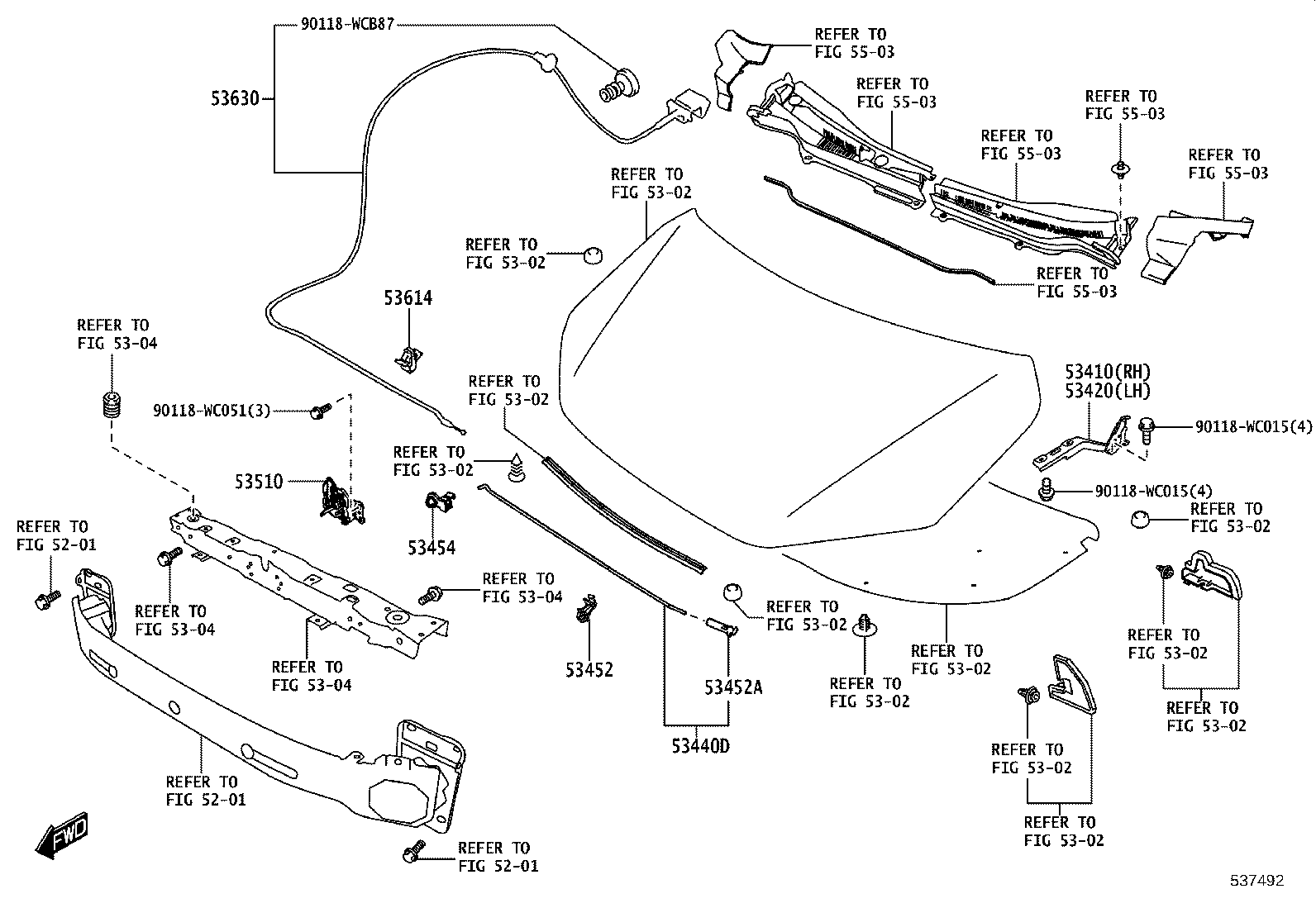 53630-WC005 CABLE ASSY, HOOD LOCK CONTROL product image