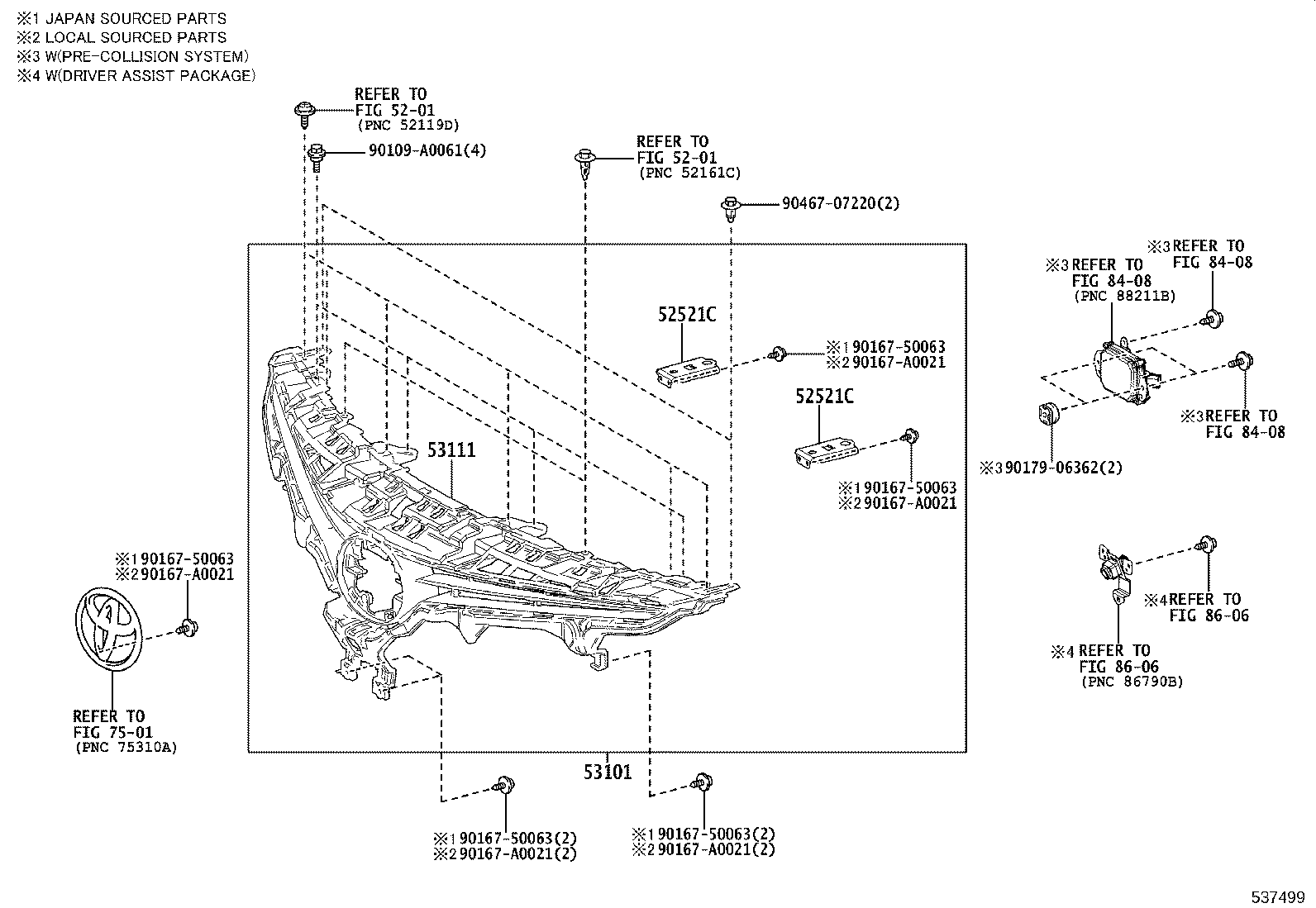 53124-06150 MOULDING, RADIATOR GRILLE SIDE, LH product image