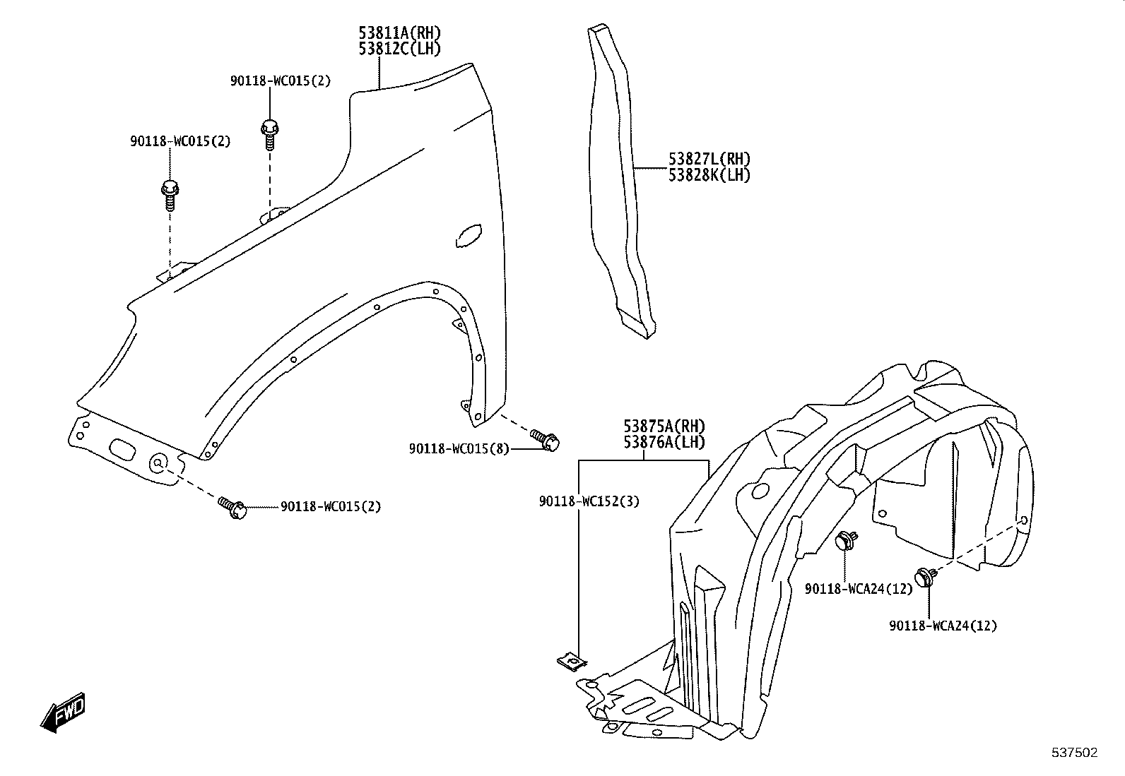 53811-WC005 PANEL, FRONT FENDER, RH product image