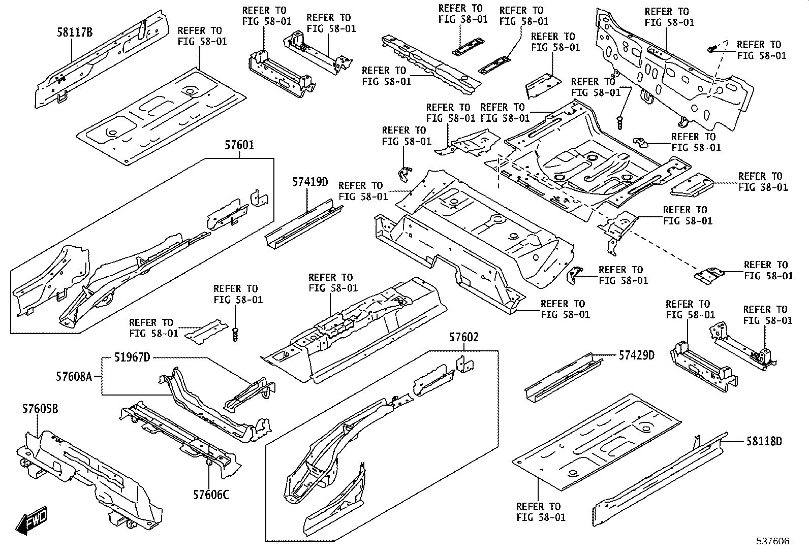 57601-WC003 MEMBER SUB-ASSY, REAR FLOOR SIDE, RH product image