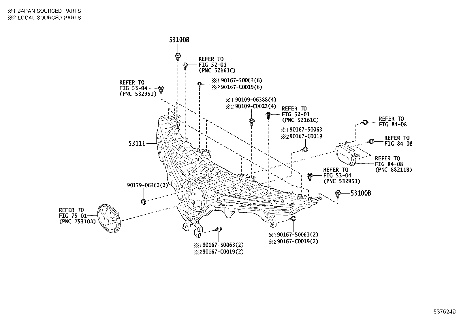 53101-06F80 GRILLE, RADIATOR product image