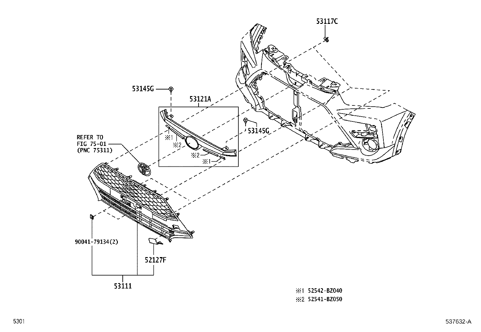 Toyota 53101-BZ400 GRILLE, RADIATOR
