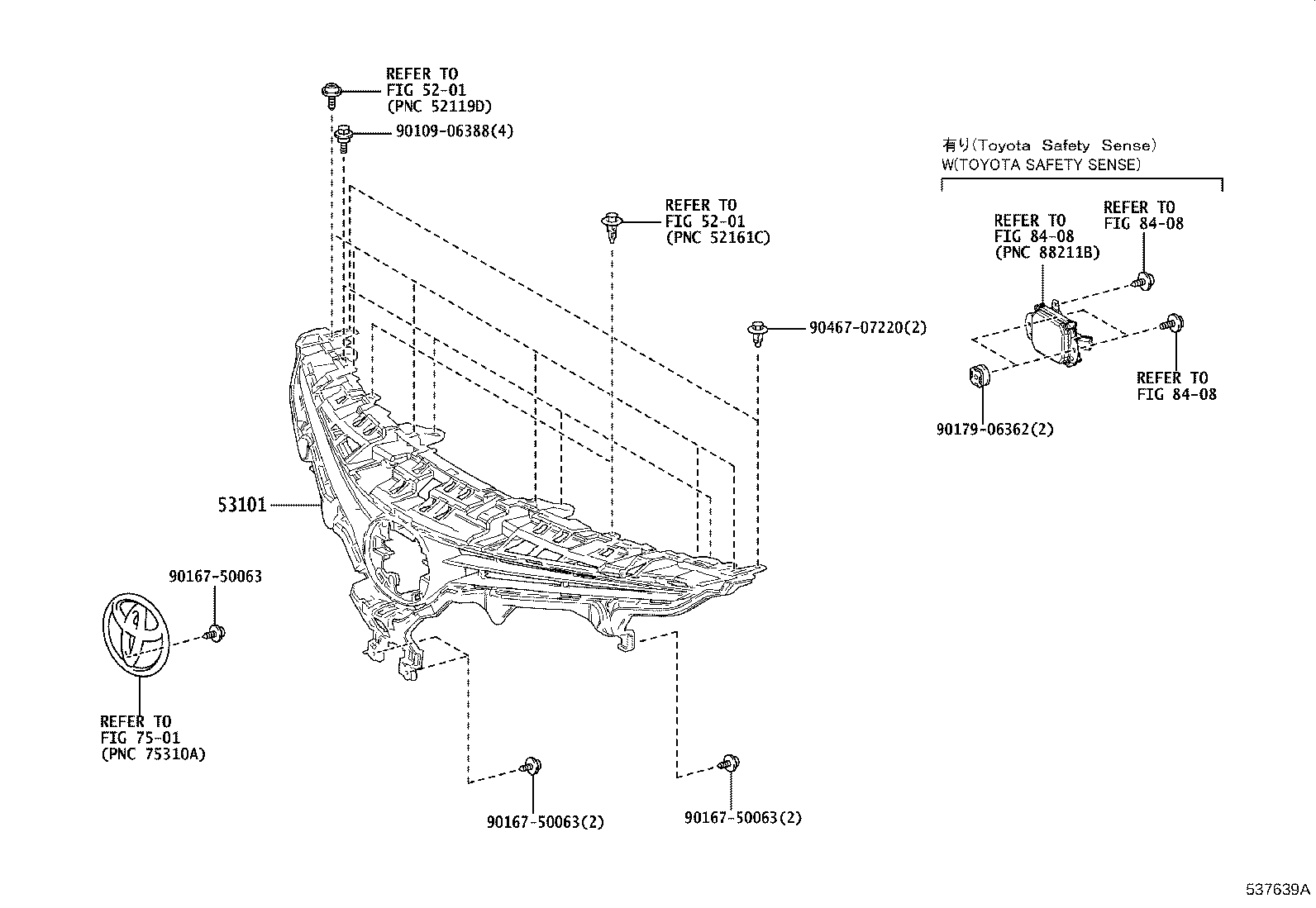 53124-33130 MOULDING, RADIATOR GRILLE SIDE, LH product image