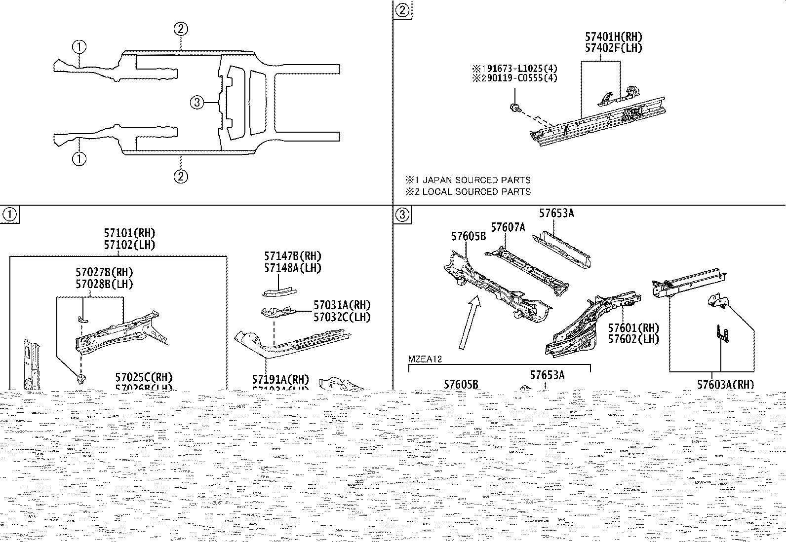 57402-02450 MEMBER SUB-ASSY, FLOOR SIDE, INNER LH product image