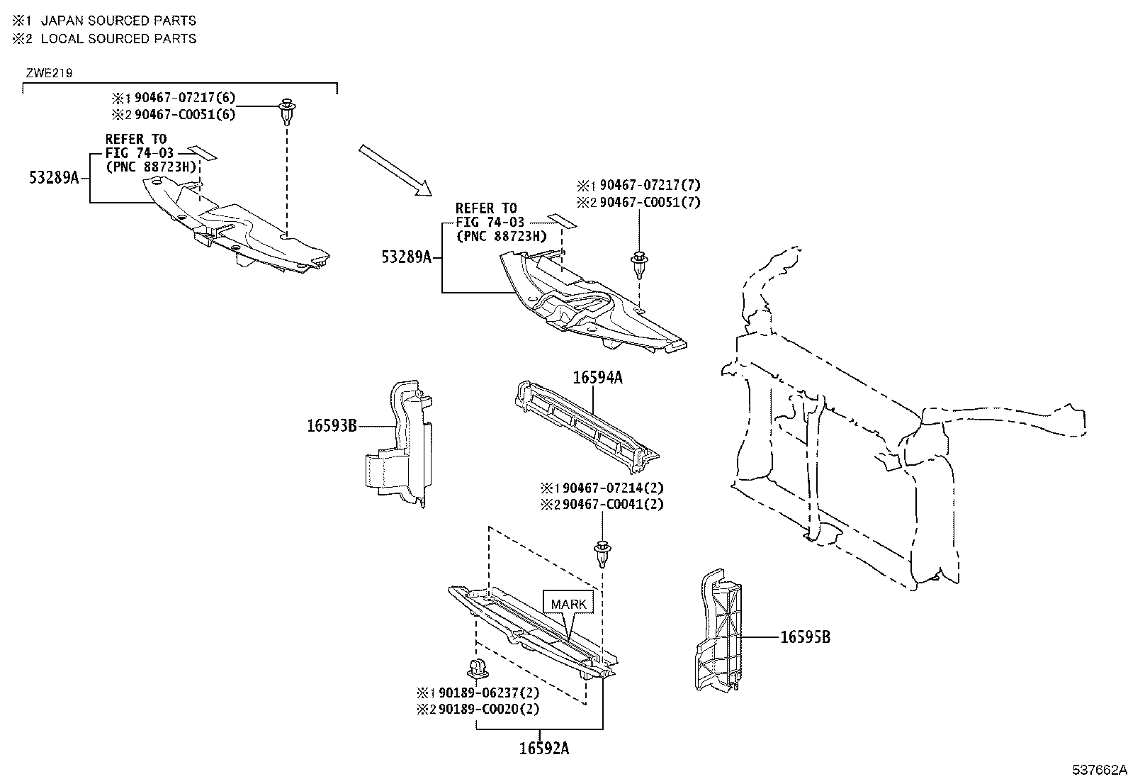 16593-F2210 GUIDE, RADIATOR AIR, NO.1 RH product image