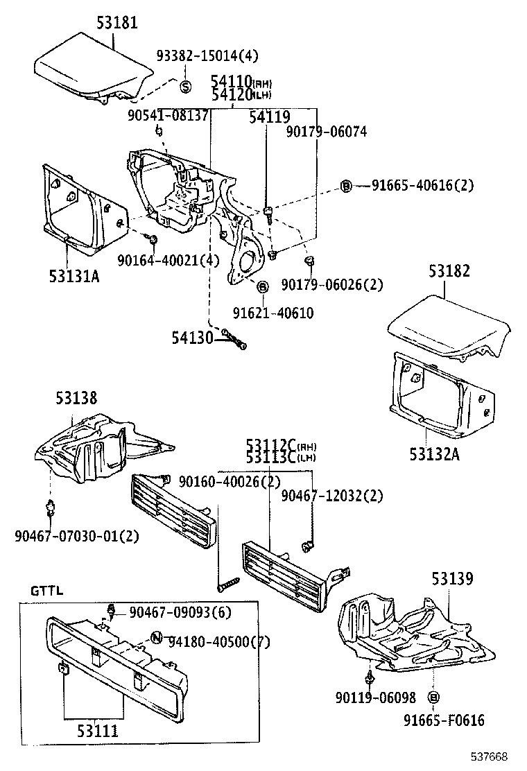 53111-14400 GRILLE, RADIATOR product image