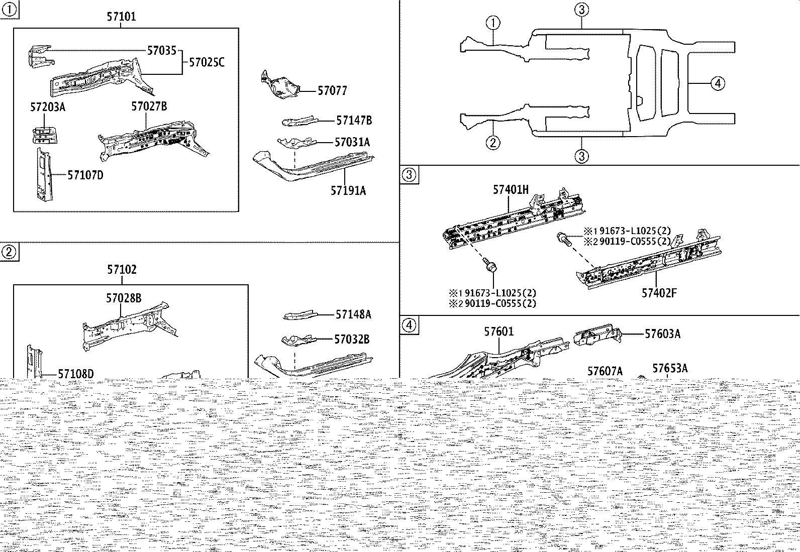 57604-F4030 MEMBER SUB-ASSY, REAR FLOOR SIDE, REAR LH product image