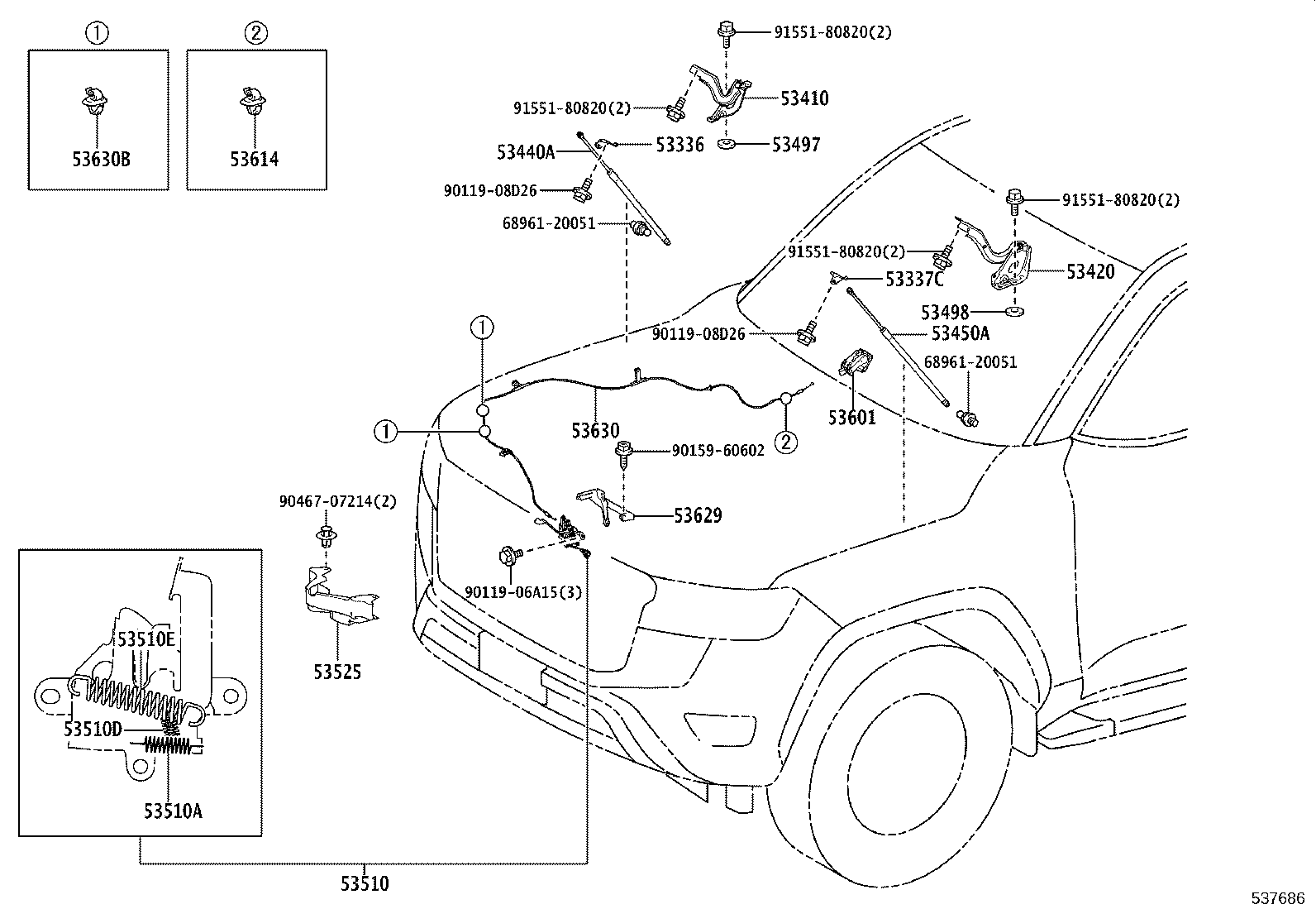 53629-60100 COVER, HOOD LOCK CONTROL CABLE product image