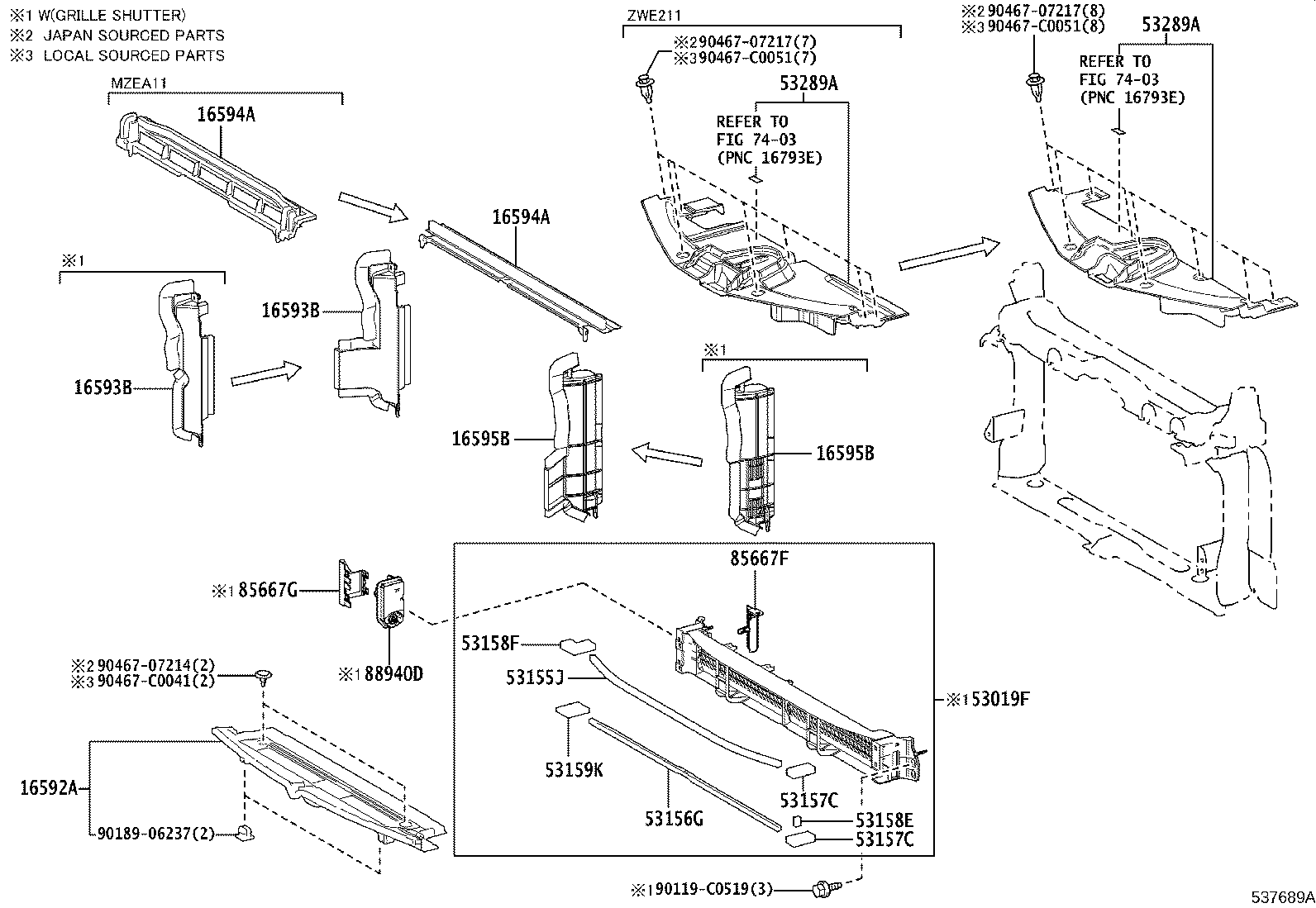 53019-02040 SHUTTER SUB-ASSY, RADIATOR product image