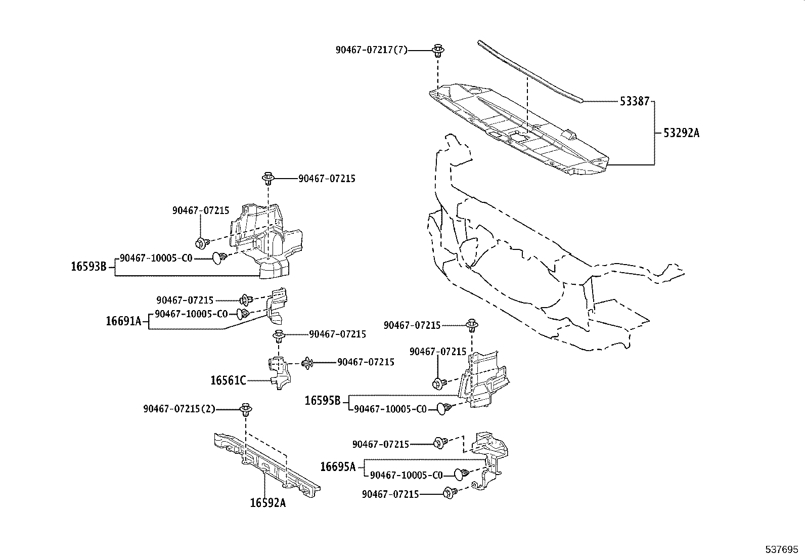 16593-70060 GUIDE, RADIATOR AIR, NO.1 RH product image