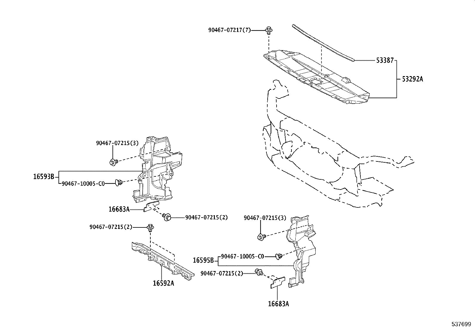 16593-70060 GUIDE, RADIATOR AIR, NO.1 RH product image