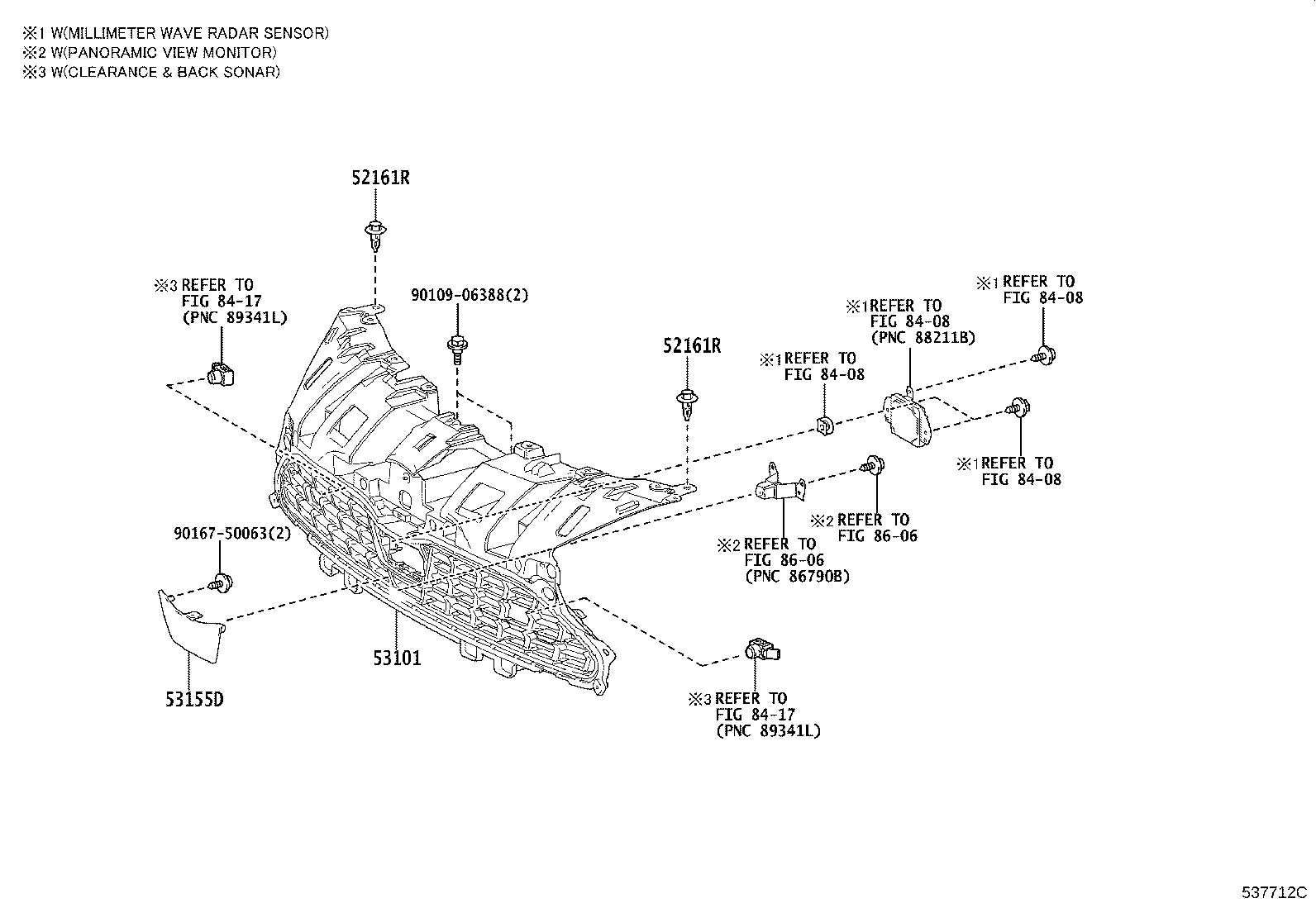 53155-0D081 SEAL, RADIATOR GRILLE, NO.1 product image