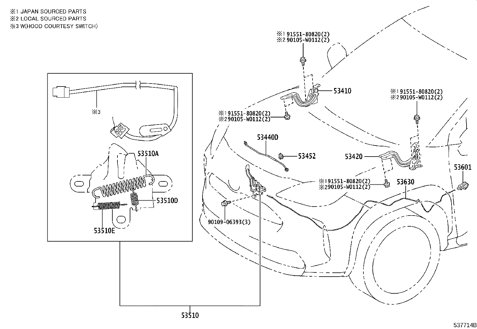 53440-K2010 SUPPORT ASSY, HOOD product image