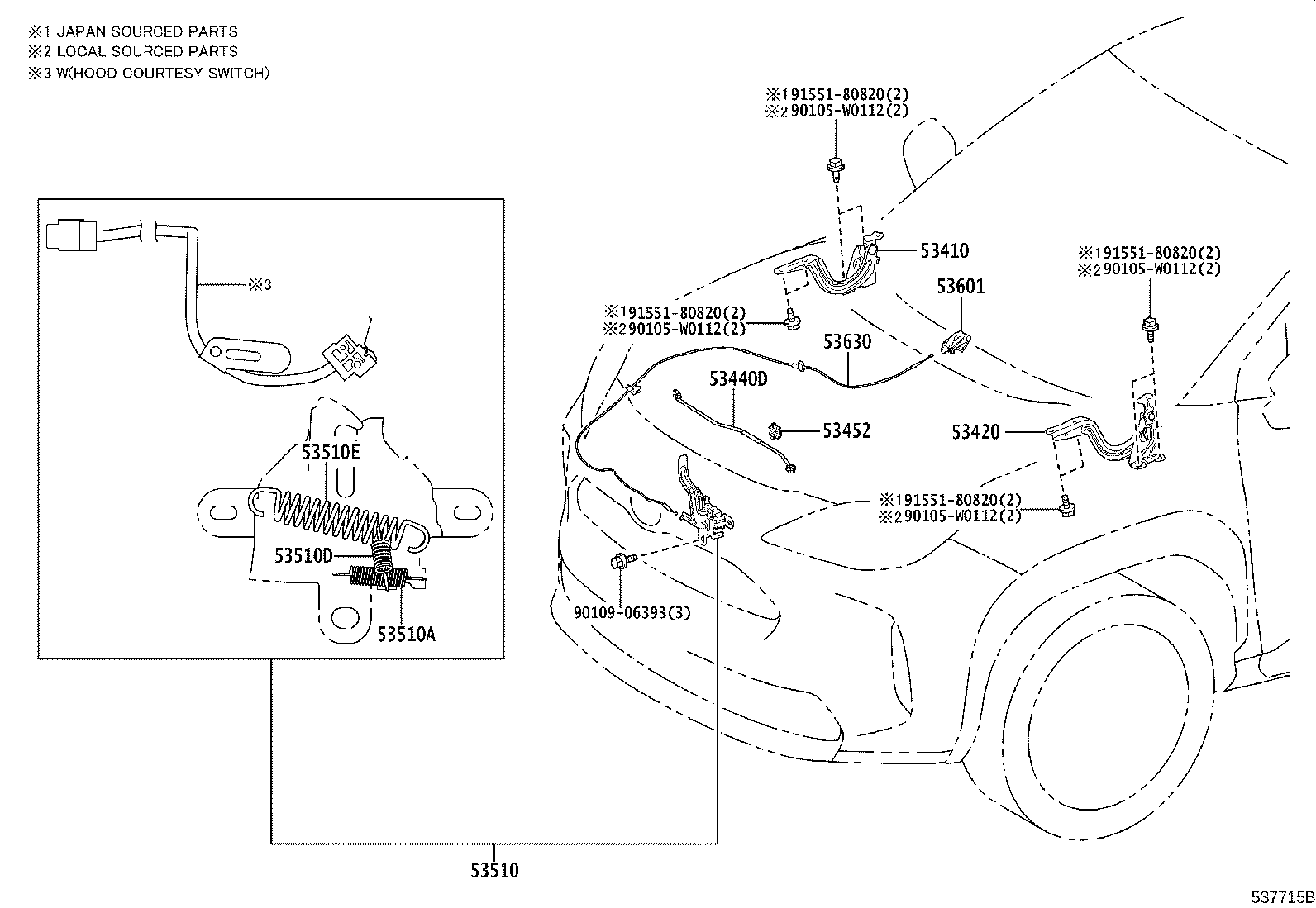 53440-K2010 SUPPORT ASSY, HOOD product image