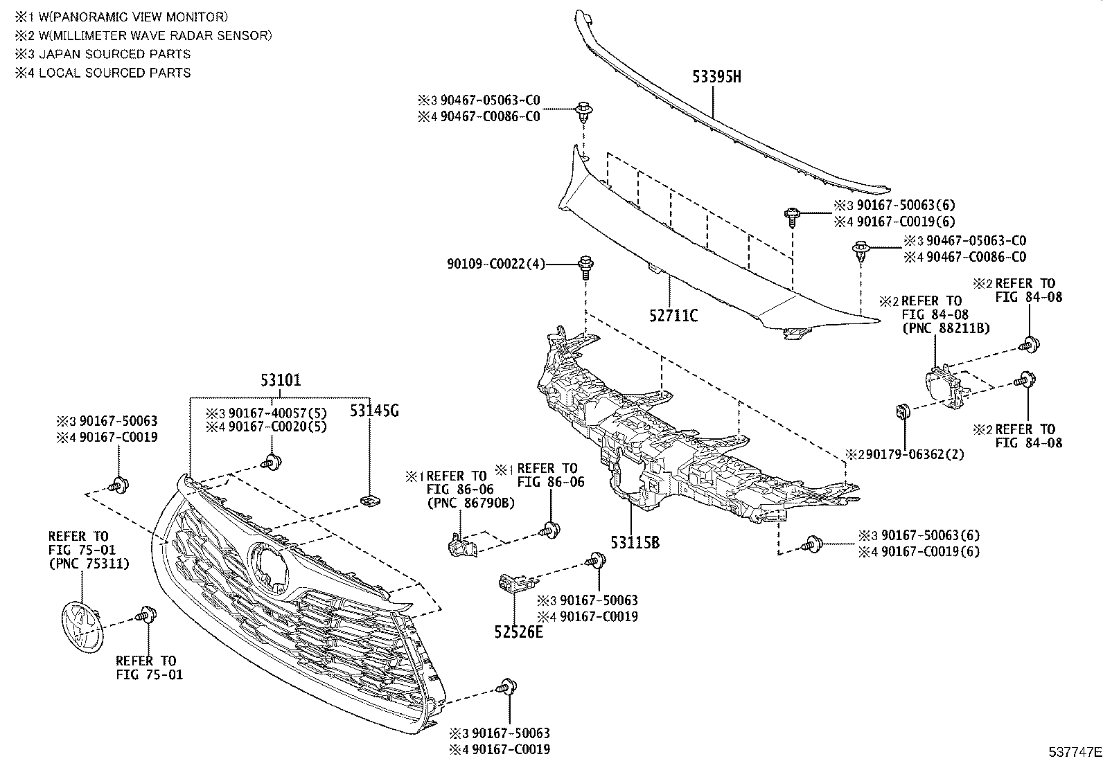 53395-0E110 SEAL, HOOD TO RADIATOR GRILLE product image