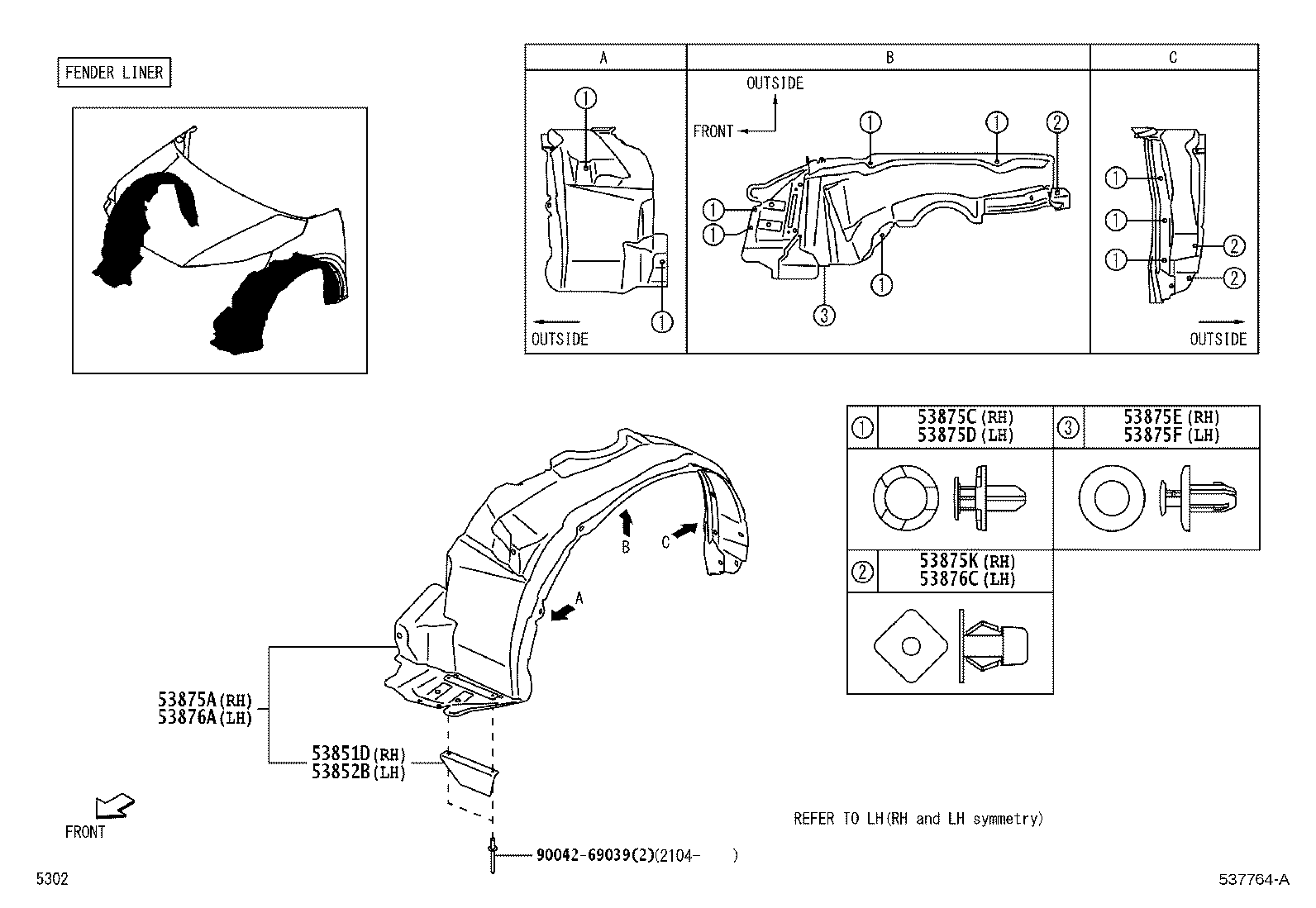 Toyota 9004A-54015 CUSHION, HOOD BUMPER